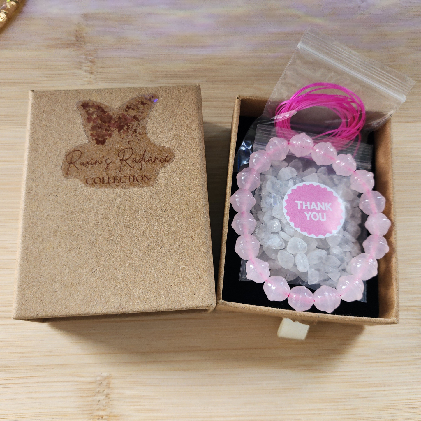 Natural Ice-Grade Rose Quartz Bracelet with Lucky Bell | “Stone of Love” Healing Energy | Attract Love, Calmness & Good Fortune | Handmade Crystal Jewelry ‖ Gelang Rose Quartz Gred Ais dengan Loceng Tuah – Penyembuhan & Tuah Baik