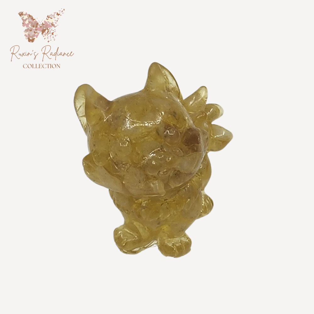 Ruxin's Radiance: Mini Crystal 9-Tailed Fox – Resin 九尾狐:碎石胶宠 Musang 9 Ekor Kristal Pelbagai Warna – Resin