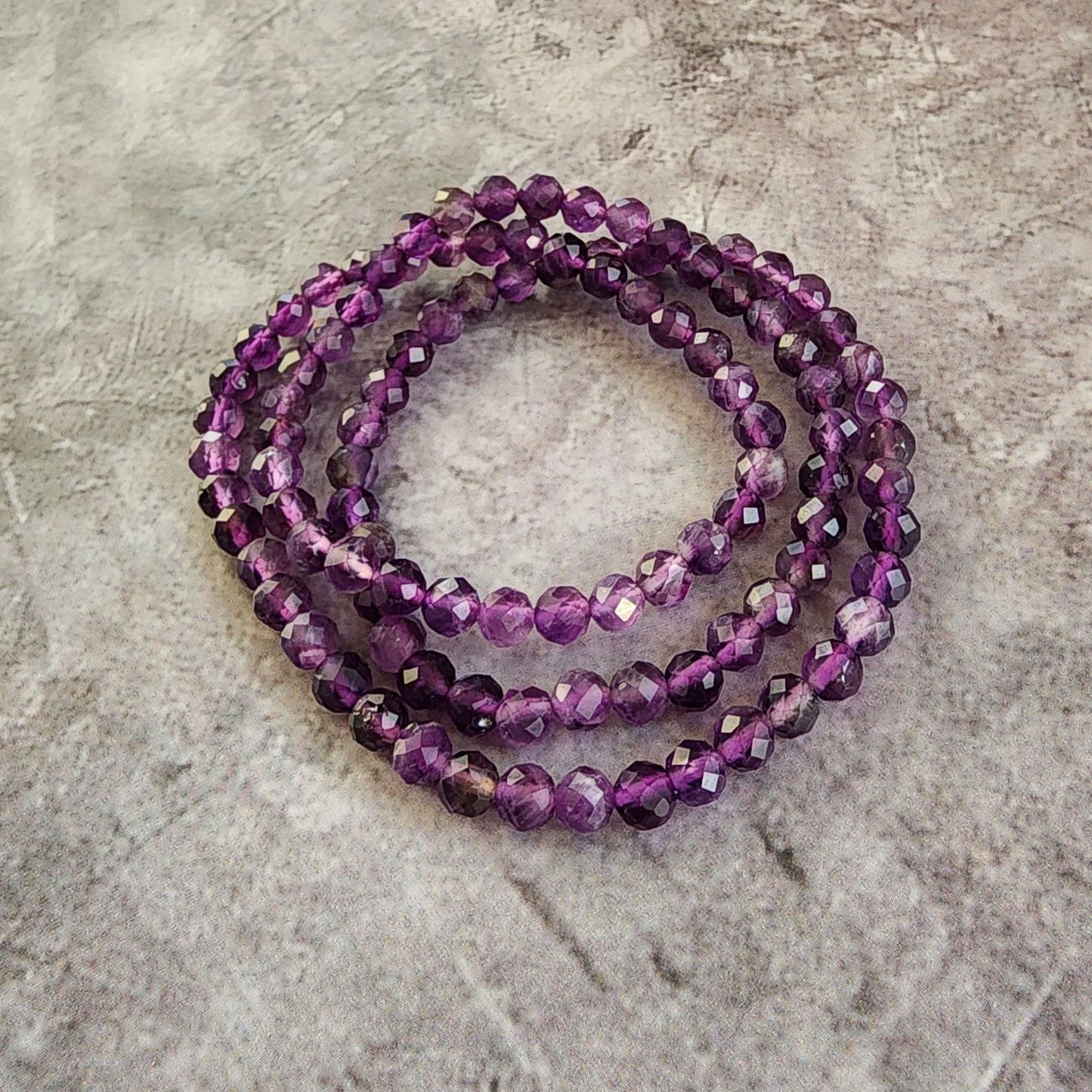 Natural Amethyst Triple Wrap Bracelet Faceted Crystal Energy Jewelry｜Gelang Amethyst Asli 3 Pusingan Manik Kristal Wanita