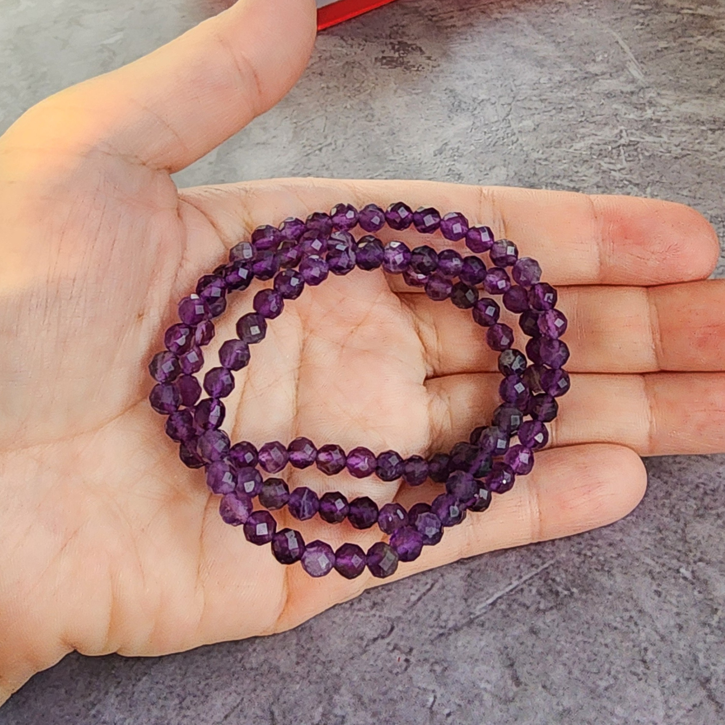 Natural Amethyst Triple Wrap Bracelet Faceted Crystal Energy Jewelry｜Gelang Amethyst Asli 3 Pusingan Manik Kristal Wanita