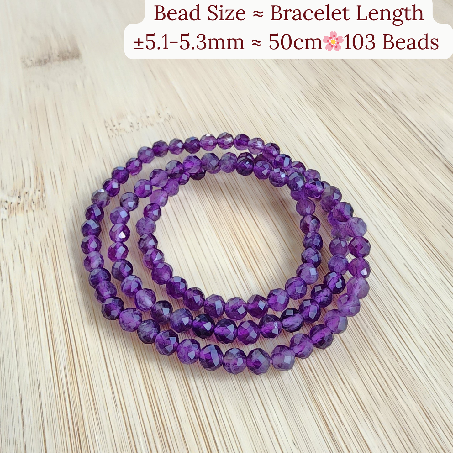 Natural Amethyst Triple Wrap Bracelet Faceted Crystal Energy Jewelry｜Gelang Amethyst Asli 3 Pusingan Manik Kristal Wanita