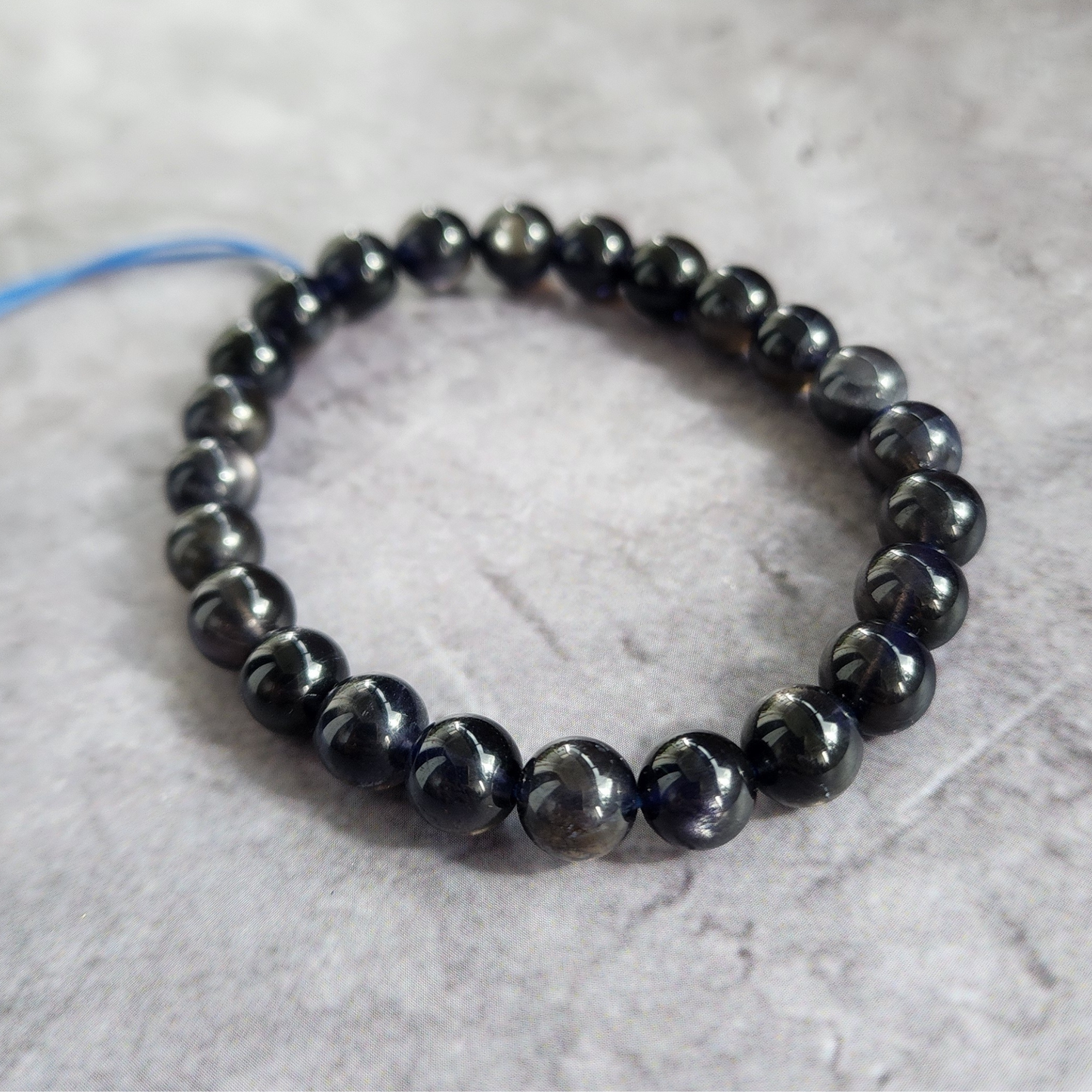 Natural Natural Lolite (Cordierite) Blue Crystal Bracelet 7.4–7.8mm, 24 Beads, 16cm | Clarity, Focus & Calm | Unisex Daily Wear | Gelang Kristal Lolite Ungu-Biru 7.4–7.8mm, 24 Manik, 16cm | Tenang & Fokus