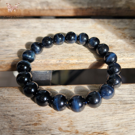 Natural Dark Blue Tiger Eye Bracelet | Gelang Tiger Eye Biru Gelap Asli – Protection, Focus & Calm｜Perlindungan, Fokus & Ketenangan｜Premium Authentic Crystal