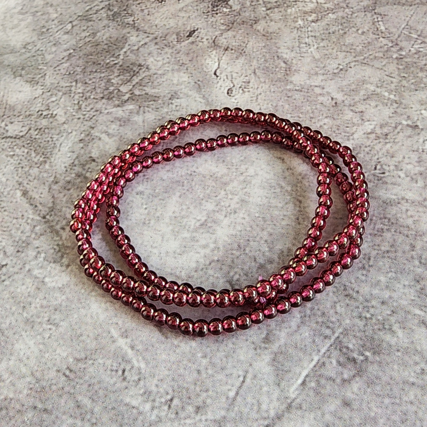 Natural Purple Garnet Zi Ya Wu Bracelet | Triple Wrap Crystal Jewelry for Vitality & Confidence | Gelang Garnet Ungu Semula Jadi untuk Tenaga & Keyakinan