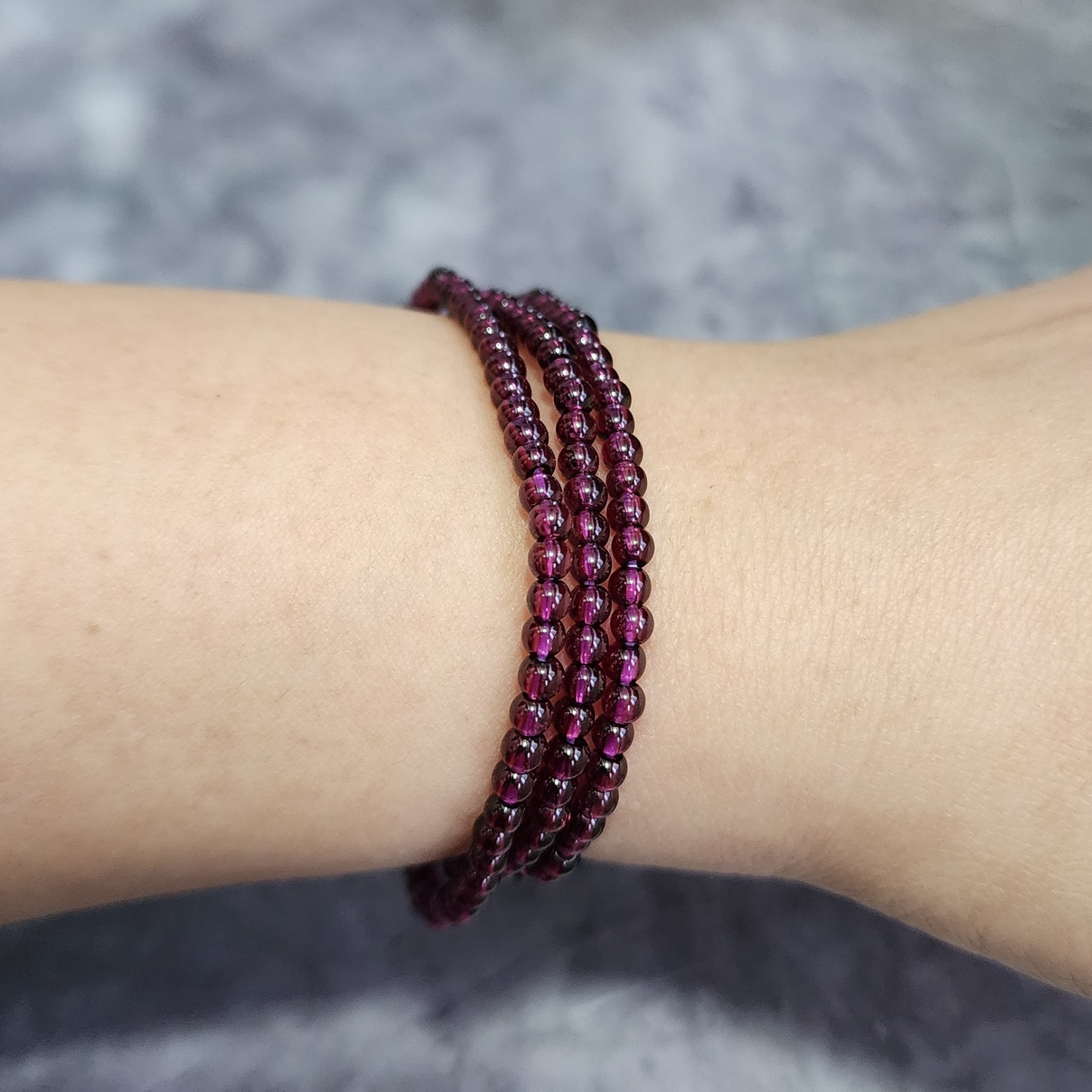 Natural Purple Garnet Zi Ya Wu Bracelet | Triple Wrap Crystal Jewelry for Vitality & Confidence | Gelang Garnet Ungu Semula Jadi untuk Tenaga & Keyakinan