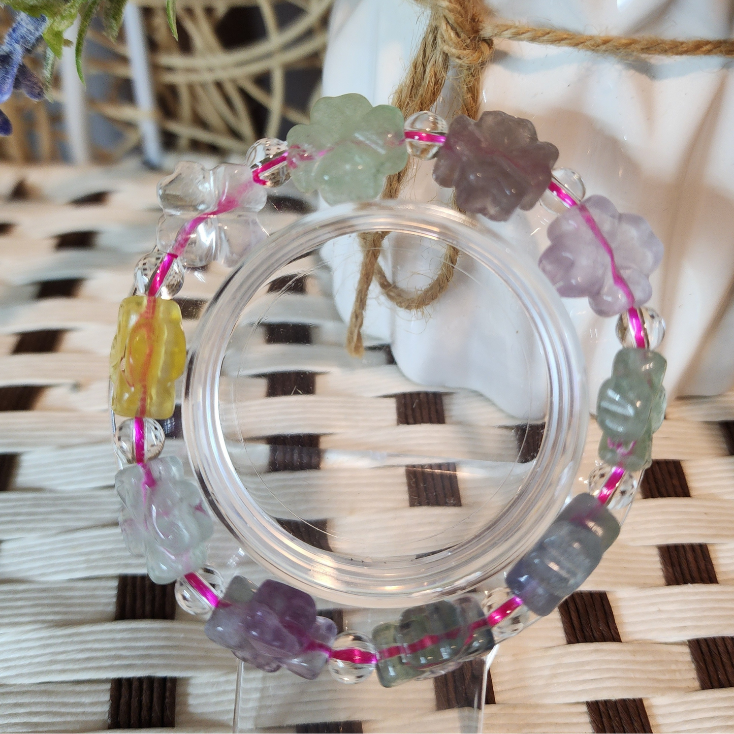 天然幸运四叶草萤石手链Natural Lucky Clover Fluorite BraceletGelang Fluorit Empat Daun Semanggi幸运 · Tuah ·Fortune · Protection
