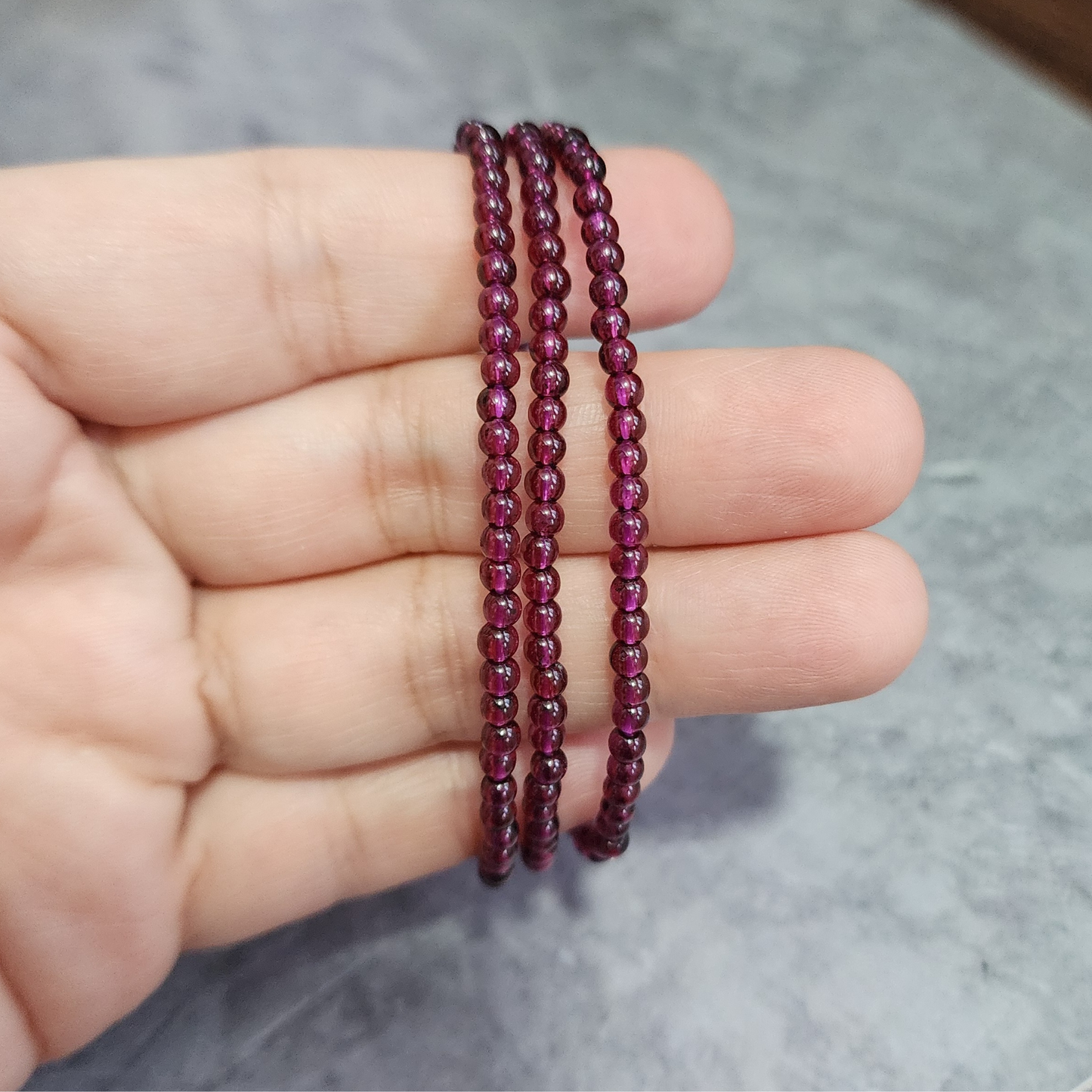 Natural Purple Garnet Zi Ya Wu Bracelet | Triple Wrap Crystal Jewelry for Vitality & Confidence | Gelang Garnet Ungu Semula Jadi untuk Tenaga & Keyakinan