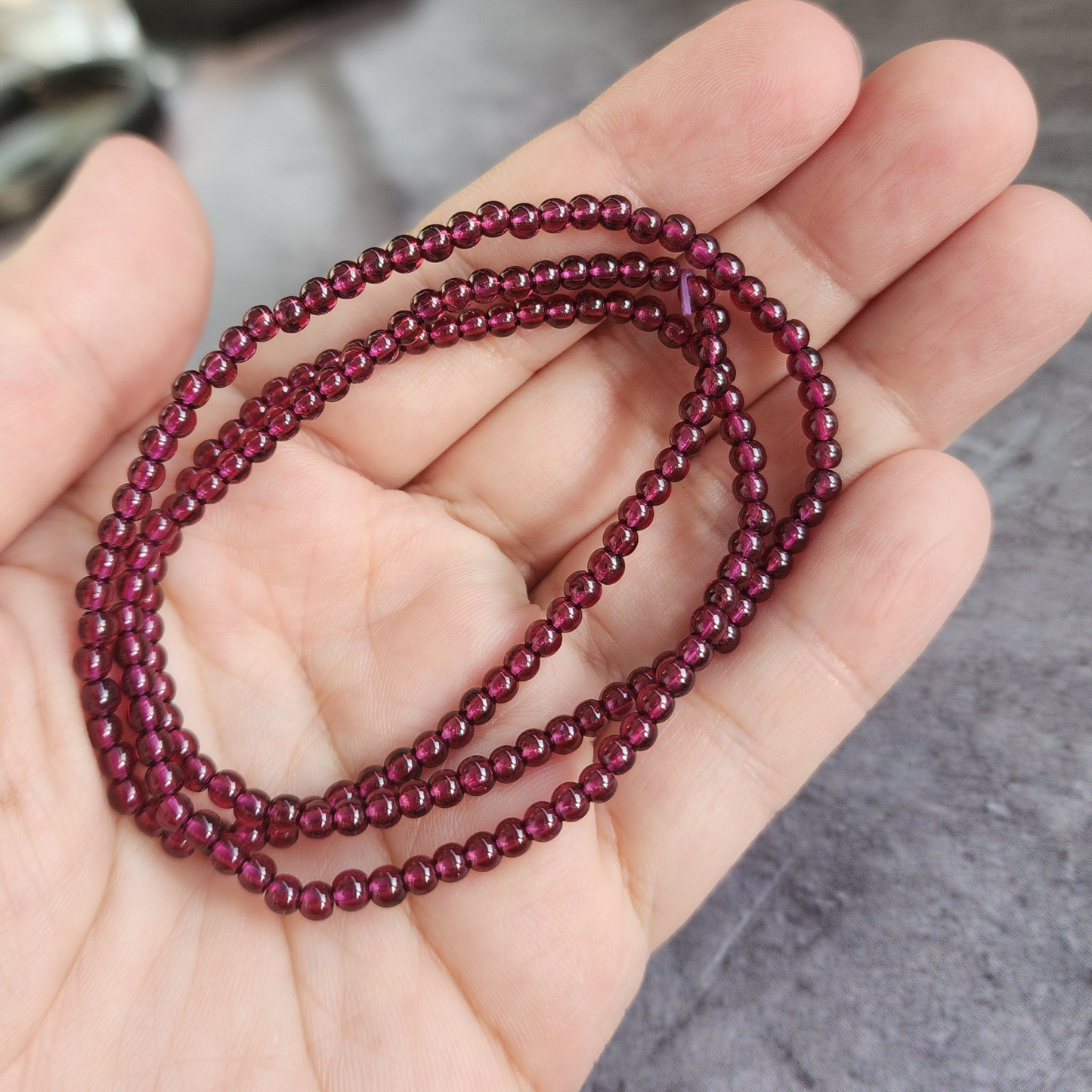 Natural Purple Garnet Zi Ya Wu Bracelet | Triple Wrap Crystal Jewelry for Vitality & Confidence | Gelang Garnet Ungu Semula Jadi untuk Tenaga & Keyakinan