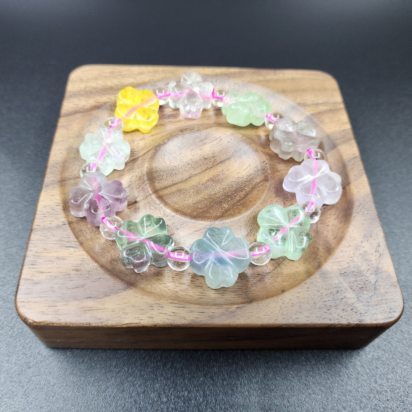 天然幸运四叶草萤石手链Natural Lucky Clover Fluorite BraceletGelang Fluorit Empat Daun Semanggi幸运 · Tuah ·Fortune · Protection