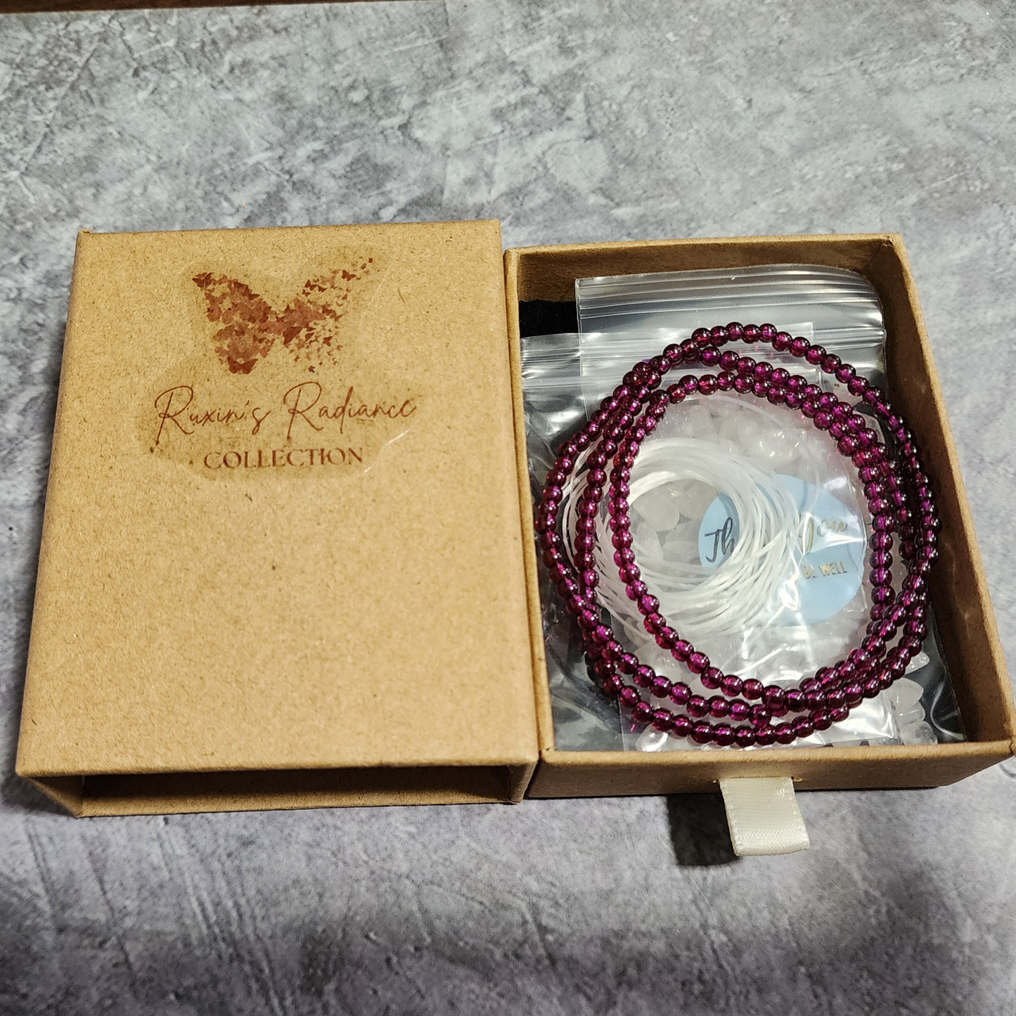 Natural Purple Garnet Zi Ya Wu Bracelet | Triple Wrap Crystal Jewelry for Vitality & Confidence | Gelang Garnet Ungu Semula Jadi untuk Tenaga & Keyakinan