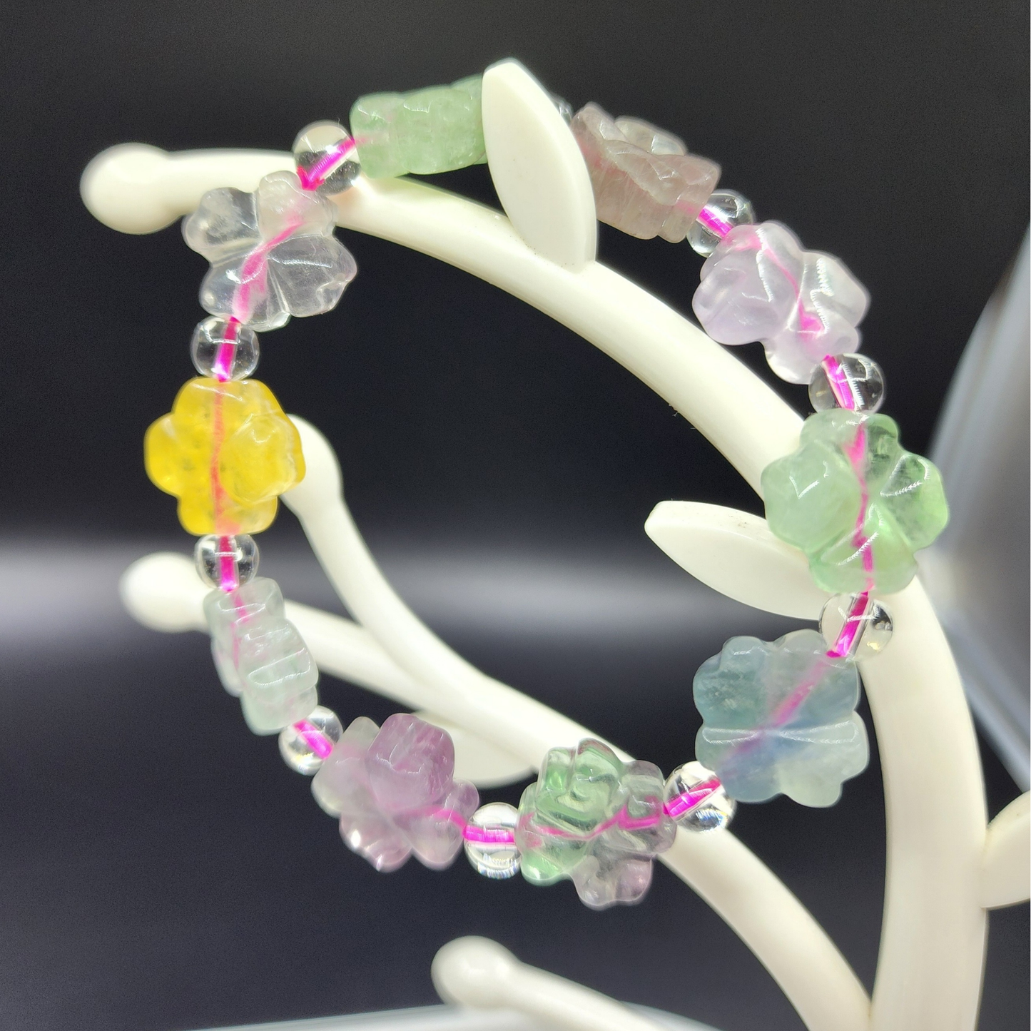 天然幸运四叶草萤石手链Natural Lucky Clover Fluorite BraceletGelang Fluorit Empat Daun Semanggi幸运 · Tuah ·Fortune · Protection