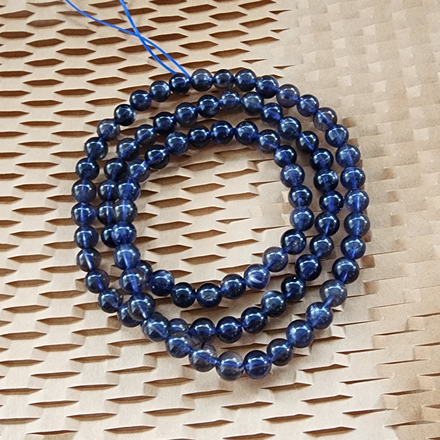 Natural Lolite 3-Layer Wrap Bracelet or Necklace | Violet Blue Cordierite Crystal Jewelry – Calm, Clarity, Elegant Daily Wear | Gelang Kristal Lolite Cordierite Ungu-Biru – Fokus, Tenang & Gaya Harian