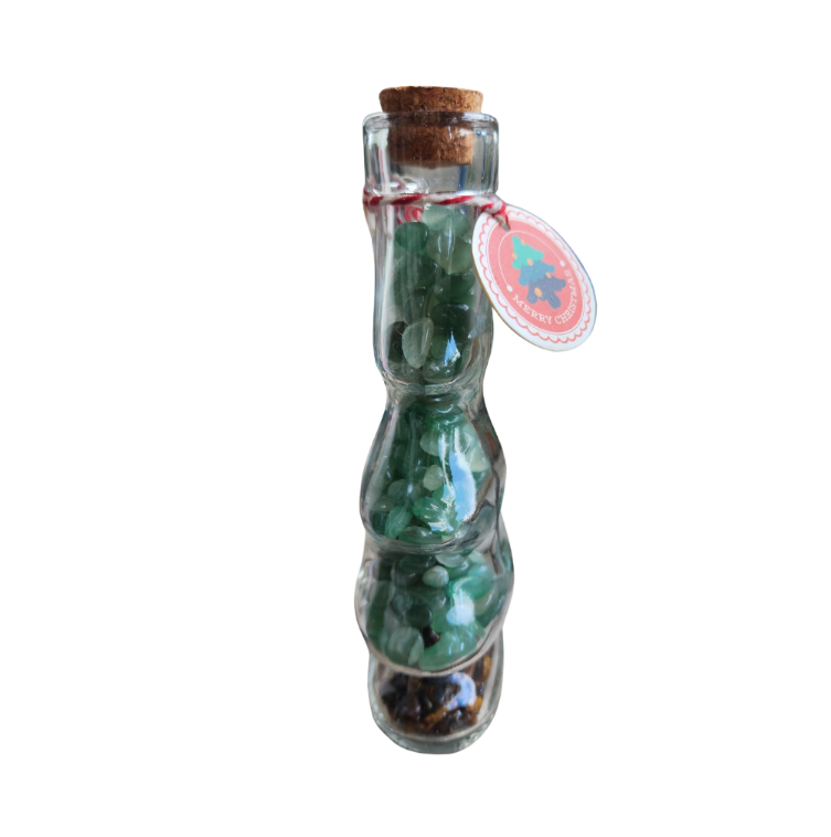 Natural Green Crystal Christmas Tree Bottle  Handmade Gemstone Decoration | 【Real Item | Limited Edition】 | Holiday Gift