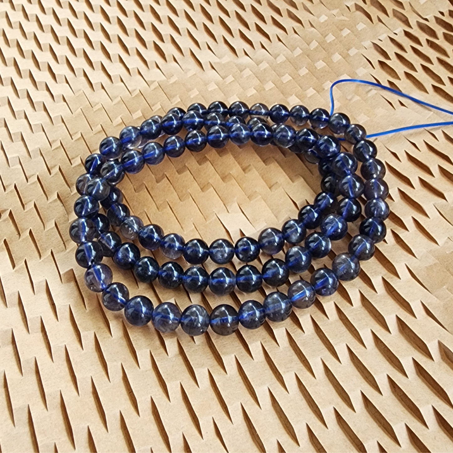 Natural Lolite 3-Layer Wrap Bracelet or Necklace | Violet Blue Cordierite Crystal Jewelry – Calm, Clarity, Elegant Daily Wear | Gelang Kristal Lolite Cordierite Ungu-Biru – Fokus, Tenang & Gaya Harian