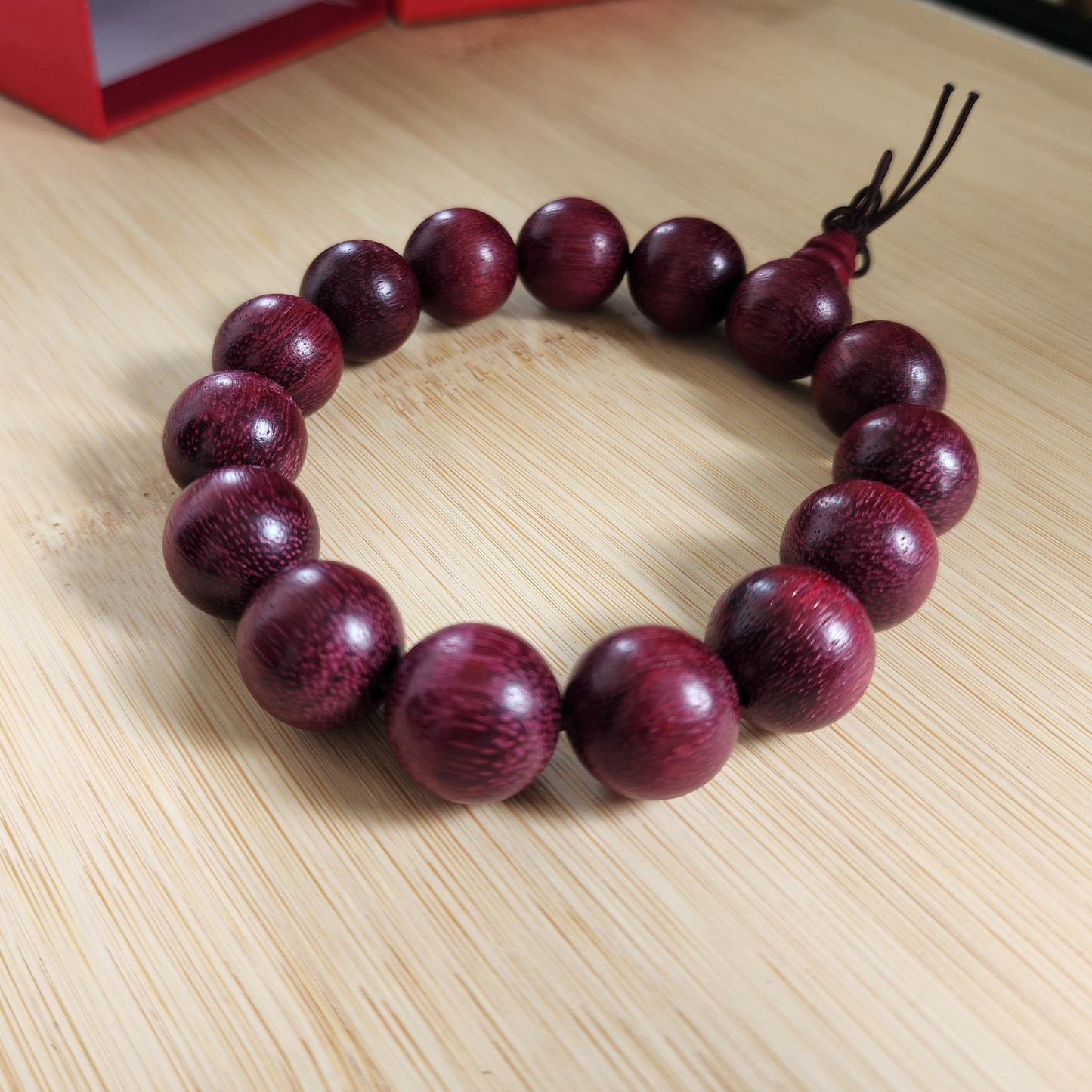 Natural Violet Heartwood Bracelet | Purple Core Wood Beads | Handmade Wooden Meditation Bracelet | Gelang Kayu Teras Ungu Asli