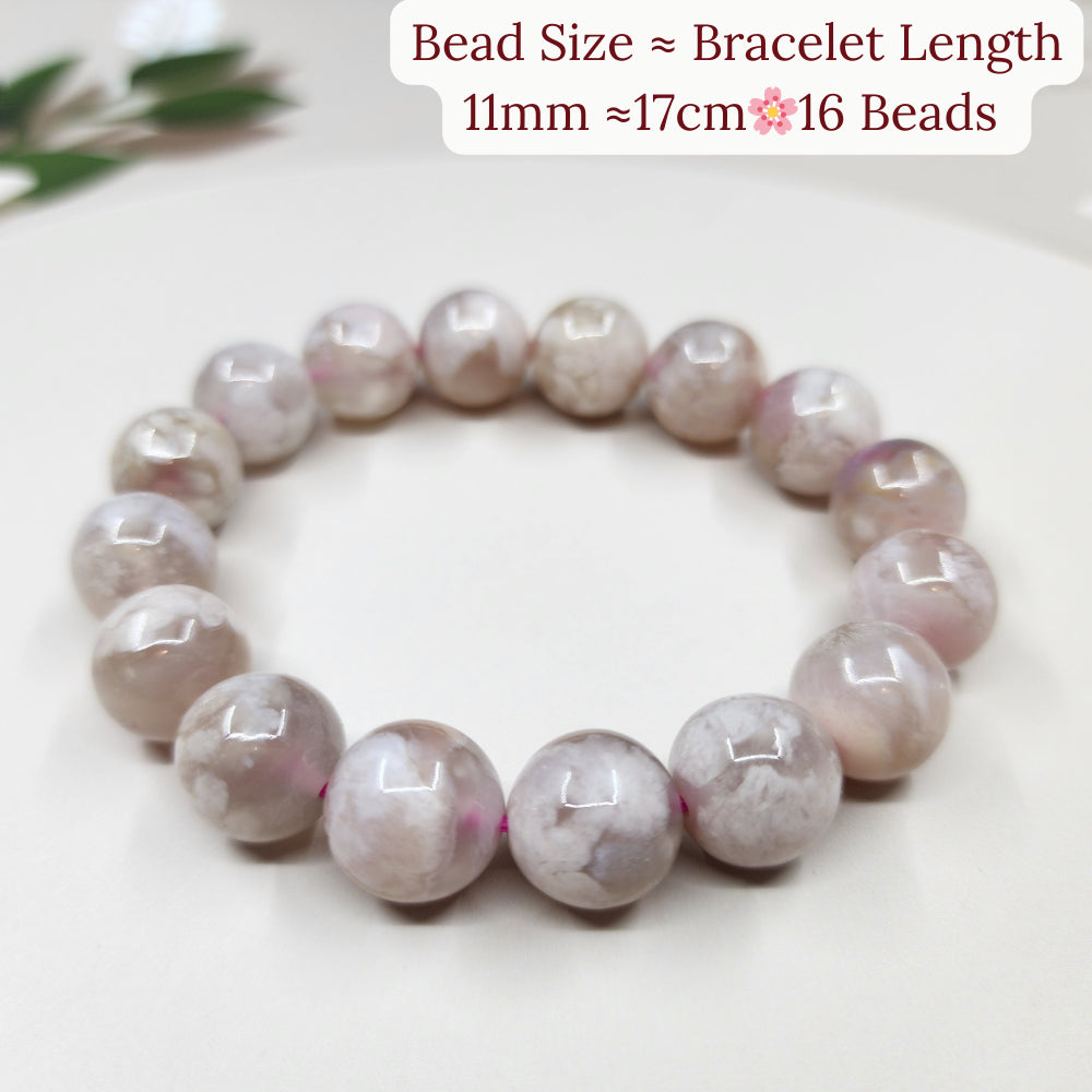 Natural Sakura Agate Bracelet 天然樱花玛瑙手串 | Gelang Sakura Agate Asli-Eternal Love | 樱花守护女性之美 | Cinta Abadi & Kecantikan