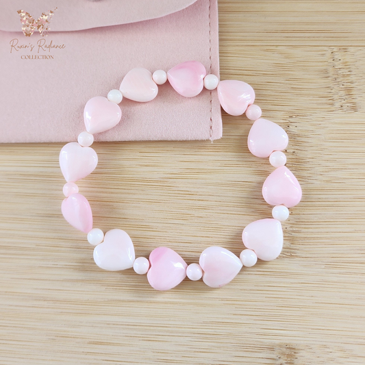 Natural Pink Queen Conch Heart Bracelet｜Soft Gloss & Feminine Energy｜Calming Shell Jewelry for Her｜Gelang Queen Conch Pink Asli｜Ketenangan & Aura Feminin