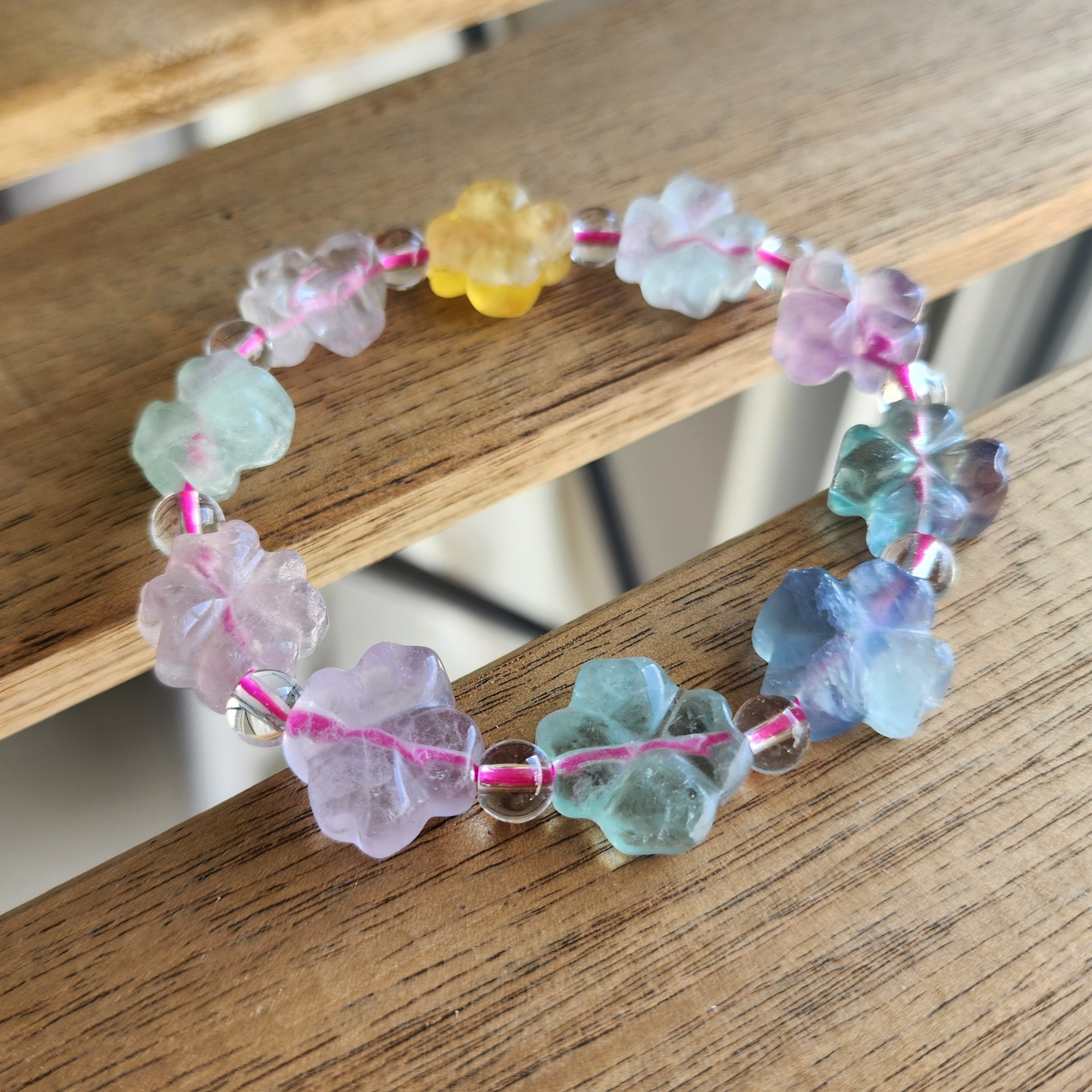 天然幸运四叶草萤石手链Natural Lucky Clover Fluorite BraceletGelang Fluorit Empat Daun Semanggi幸运 · Tuah ·Fortune · Protection