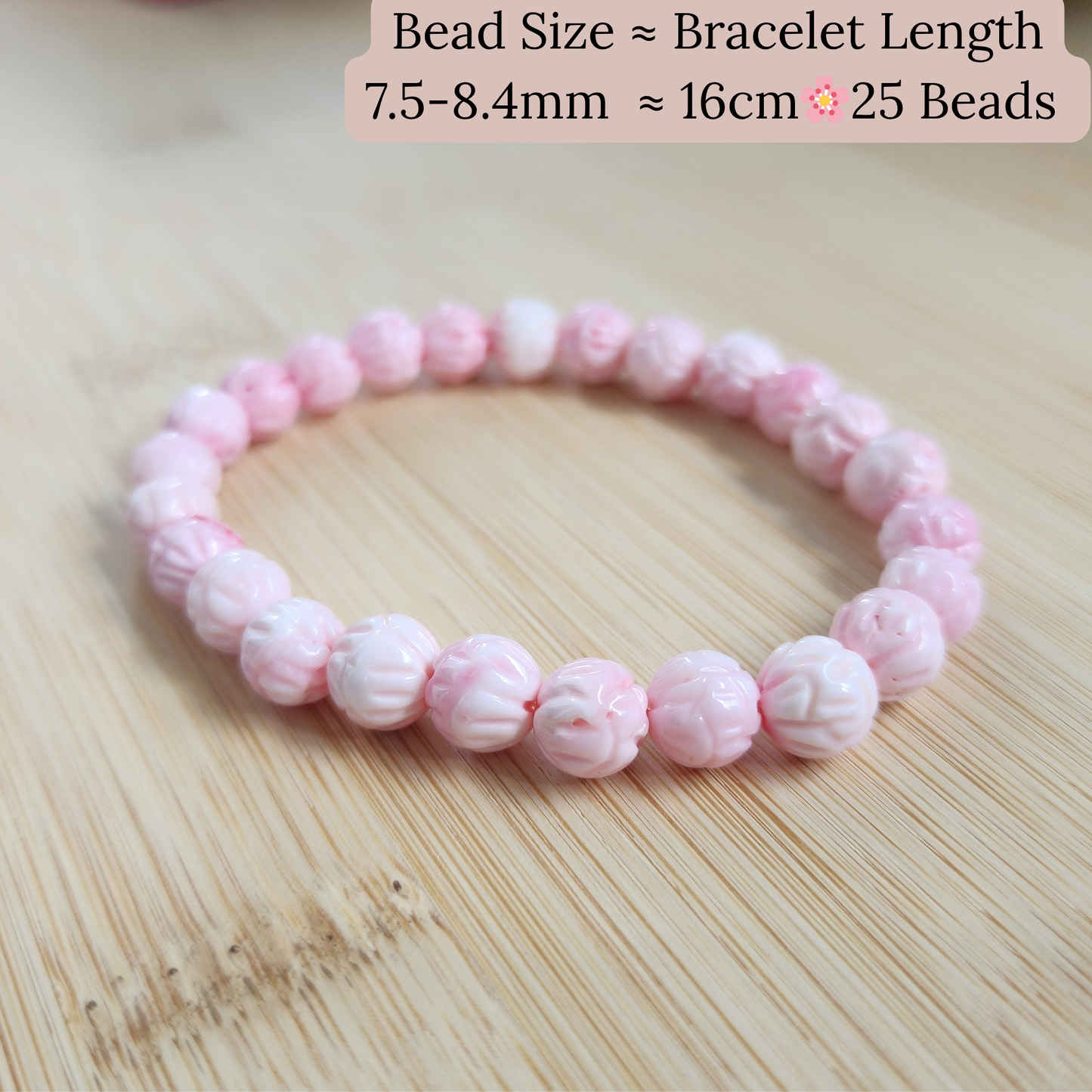 Natural Pink Queen Conch Floral Bracelet｜Soft Gloss & Feminine Energy｜Calming Shell Jewelry for Her｜Gelang Corak Bunga Queen Conch Merah Jambu Asli｜Ketenangan & Aura Feminin