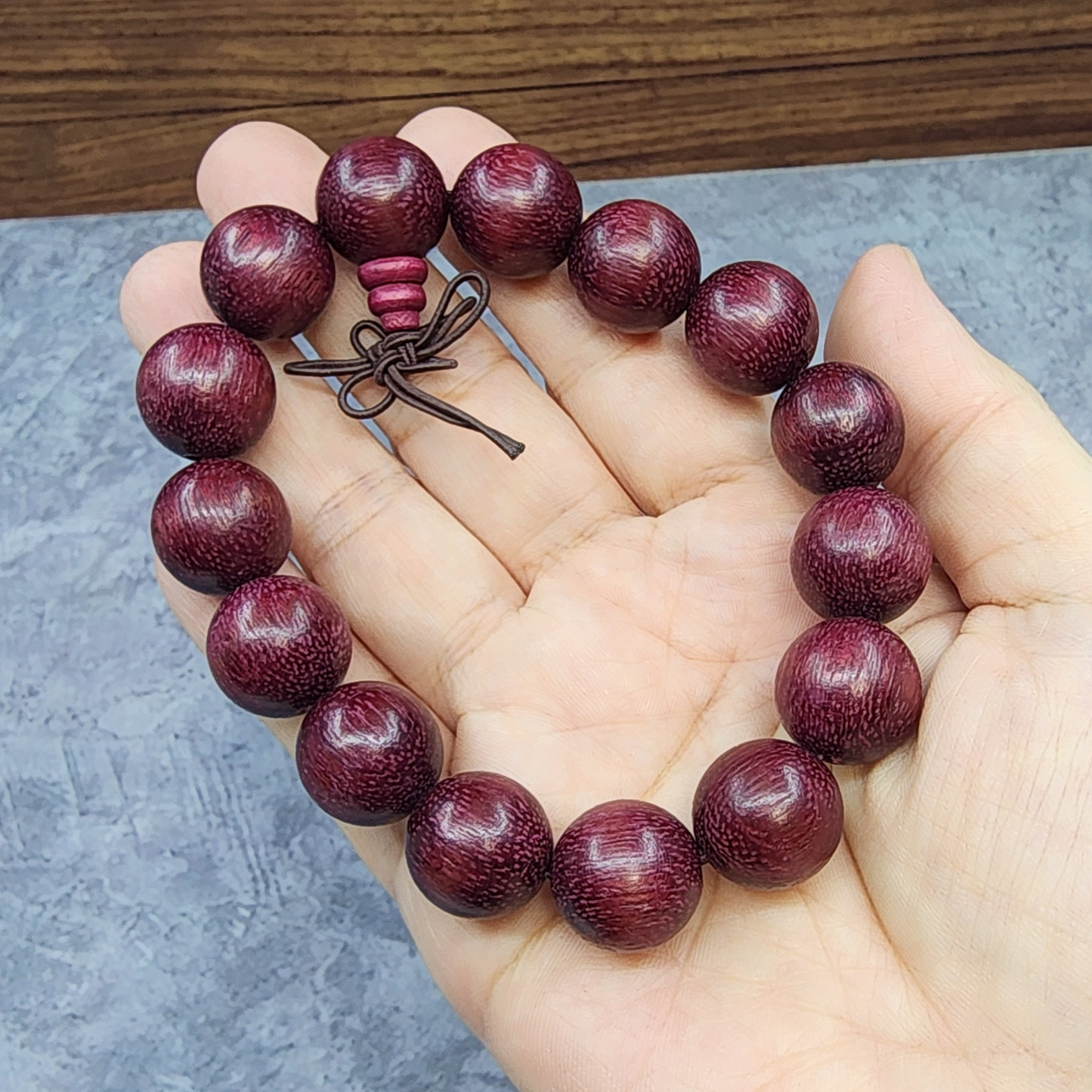 Natural Violet Heartwood Bracelet | Purple Core Wood Beads | Handmade Wooden Meditation Bracelet | Gelang Kayu Teras Ungu Asli