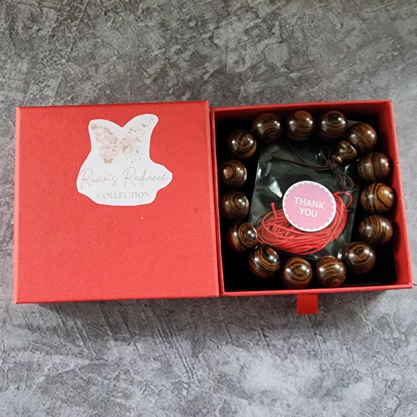 Natural Tiger Grain Sandalwood Bracelet | Tiger Stripe Wooden Beads | Gelang Kayu Corak Harimau Unisex