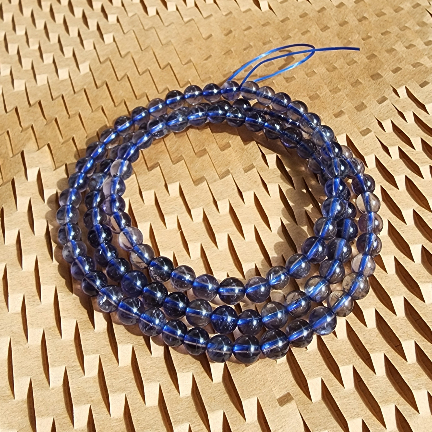 Natural Lolite 3-Layer Wrap Bracelet or Necklace | Violet Blue Cordierite Crystal Jewelry – Calm, Clarity, Elegant Daily Wear | Gelang Kristal Lolite Cordierite Ungu-Biru – Fokus, Tenang & Gaya Harian