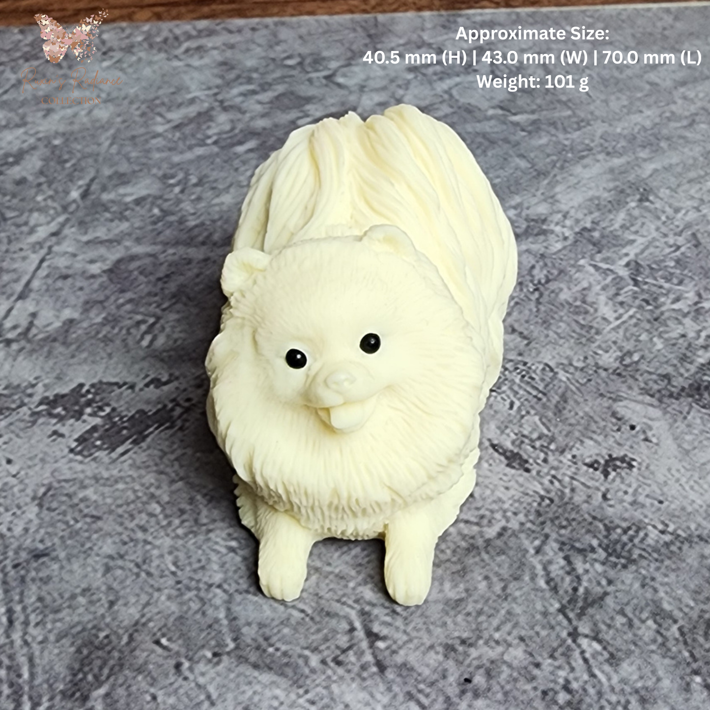 Ruxin's Radiance Collection-Natural Vegetable Ivory Palm Pomeranian Dog Figurine Cute Fluffy Decor | Patung Anjing Pomeranian Ivory Palm Semula Jadi