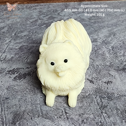 Ruxin's Radiance Collection-Natural Vegetable Ivory Palm Pomeranian Dog Figurine Cute Fluffy Decor | Patung Anjing Pomeranian Ivory Palm Semula Jadi
