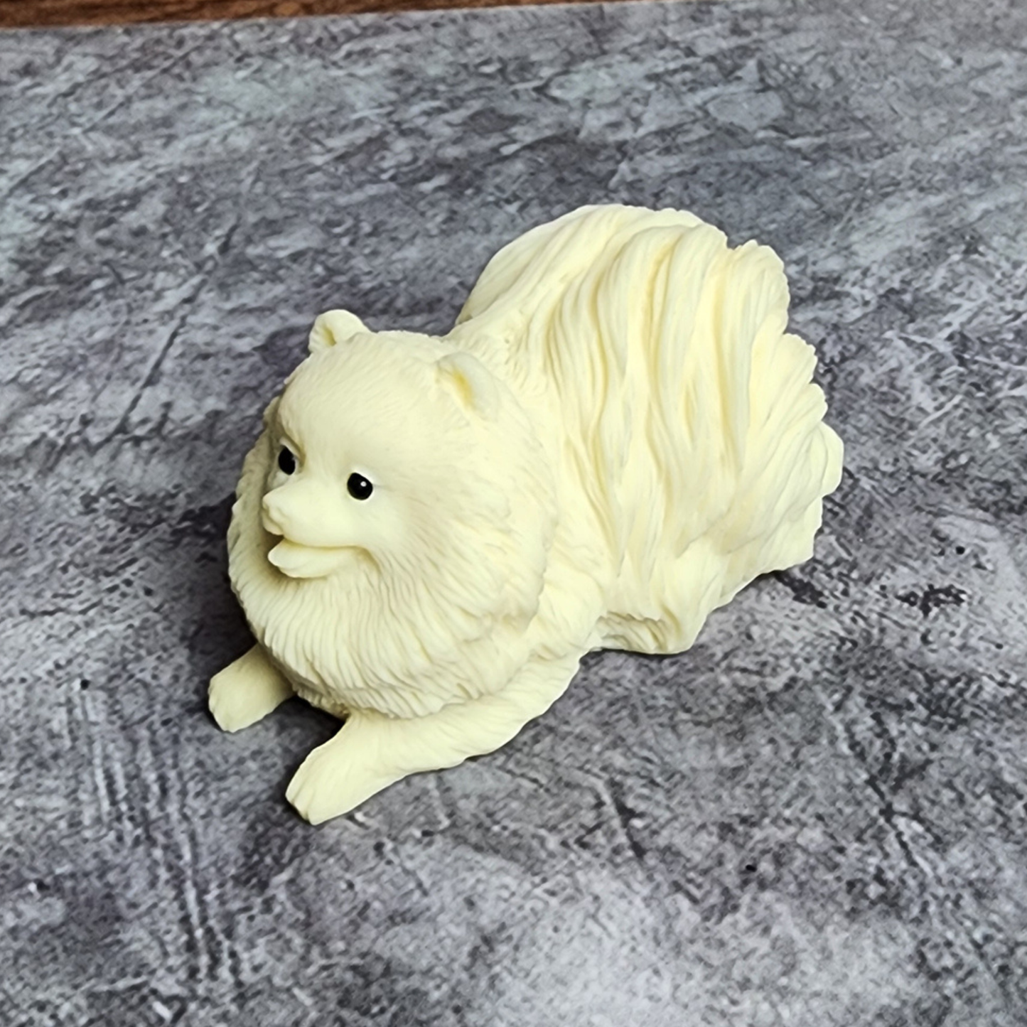 Ruxin's Radiance Collection-Natural Vegetable Ivory Palm Pomeranian Dog Figurine Cute Fluffy Decor | Patung Anjing Pomeranian Ivory Palm Semula Jadi