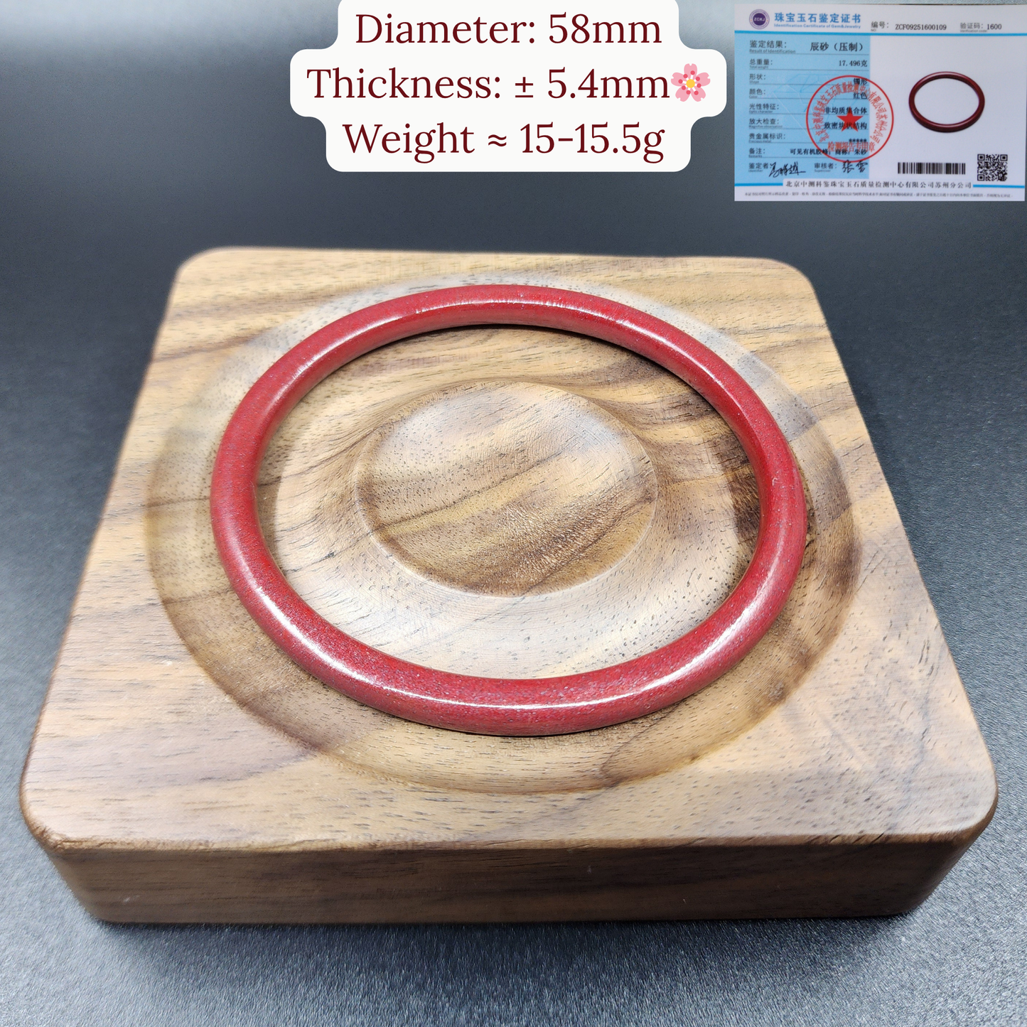 Genuine Cinnabar (Zhusha) Slim Round Bangle – Protection & Good Luck | Wealth & Safety Amulet | Unisex | Gift-Ready | Certified Authentic  ‖ Gelang Cinnabar Asli – Perlindungan, Tuah Baik & Rezeki | Jaminan Ketulenan Dengan Sijil