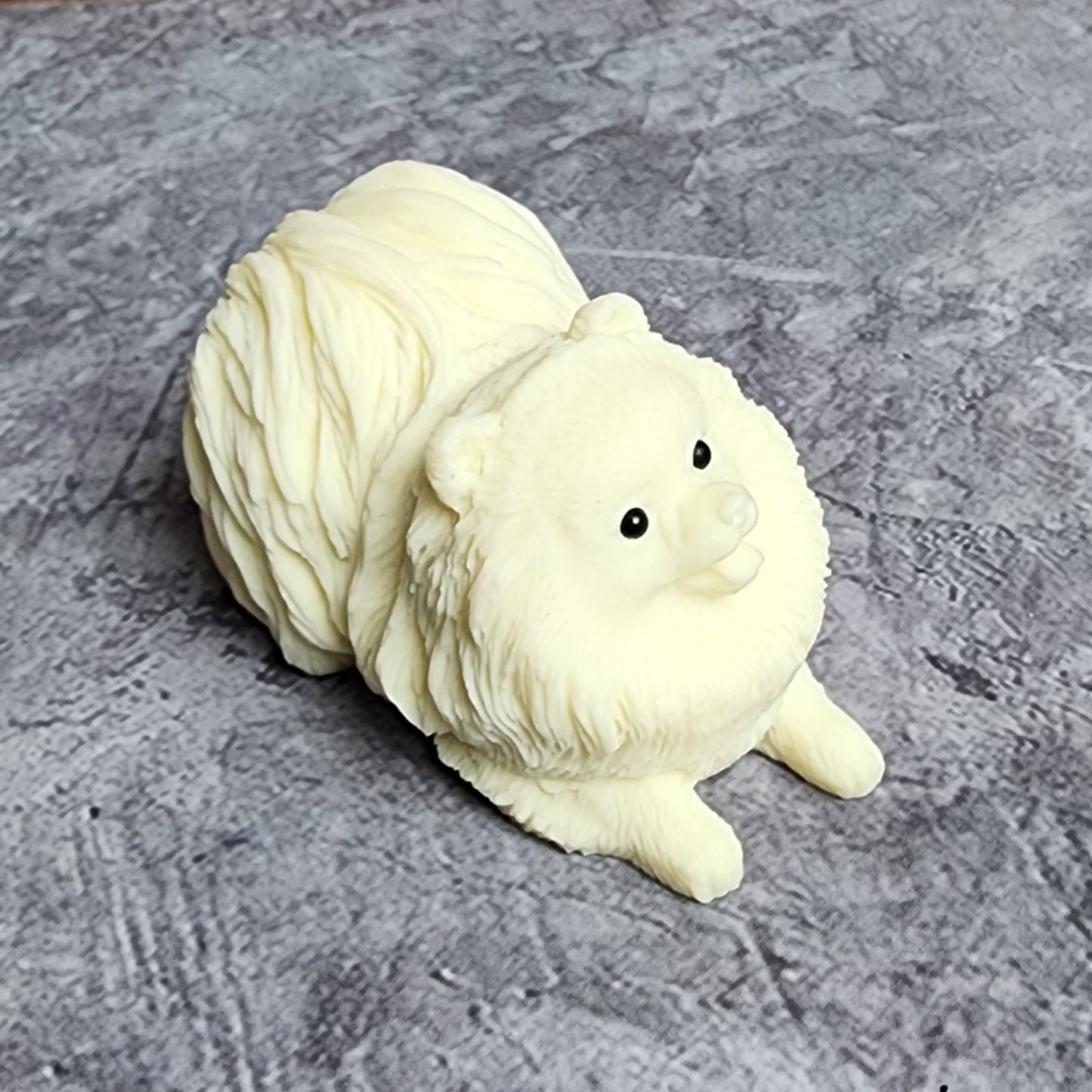 Ruxin's Radiance Collection-Natural Vegetable Ivory Palm Pomeranian Dog Figurine Cute Fluffy Decor | Patung Anjing Pomeranian Ivory Palm Semula Jadi