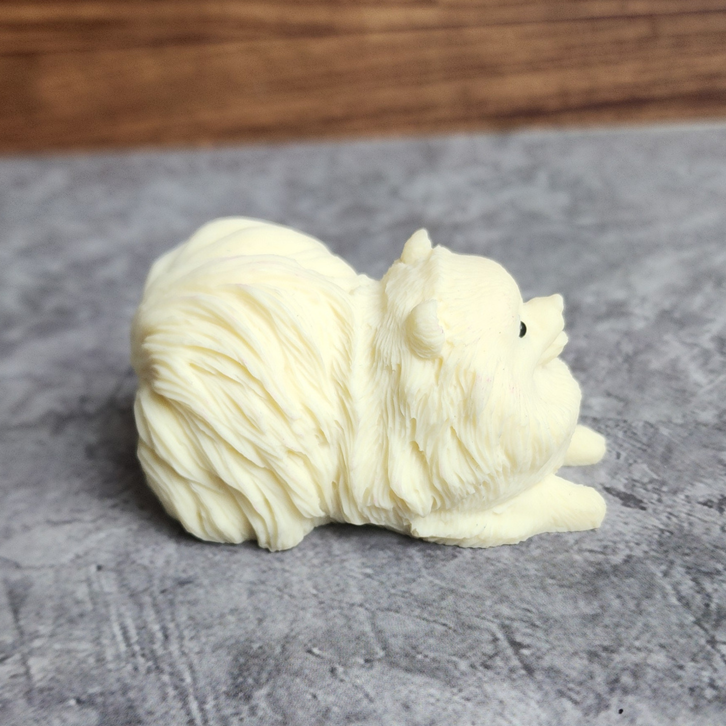 Ruxin's Radiance Collection-Natural Vegetable Ivory Palm Pomeranian Dog Figurine Cute Fluffy Decor | Patung Anjing Pomeranian Ivory Palm Semula Jadi