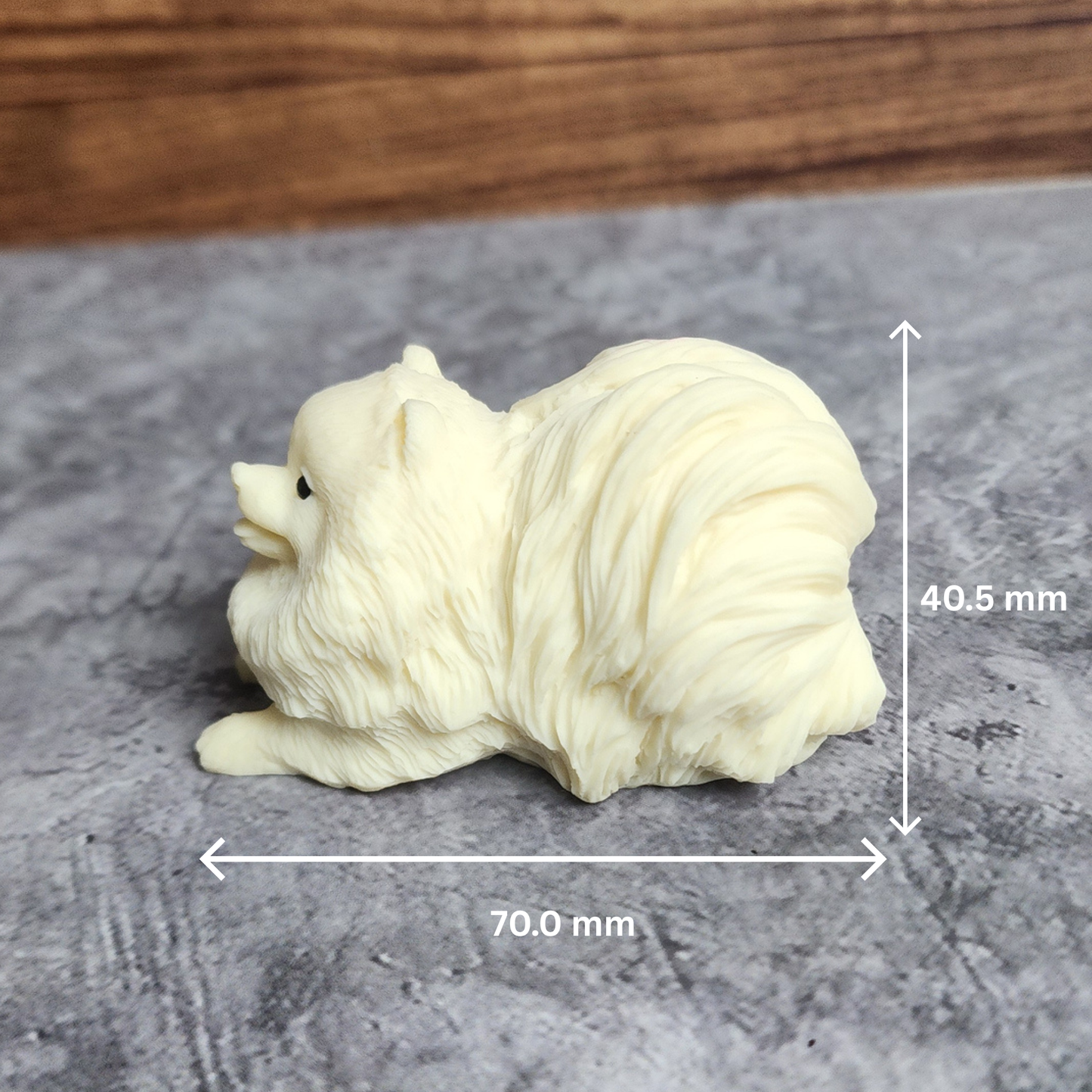 Ruxin's Radiance Collection-Natural Vegetable Ivory Palm Pomeranian Dog Figurine Cute Fluffy Decor | Patung Anjing Pomeranian Ivory Palm Semula Jadi