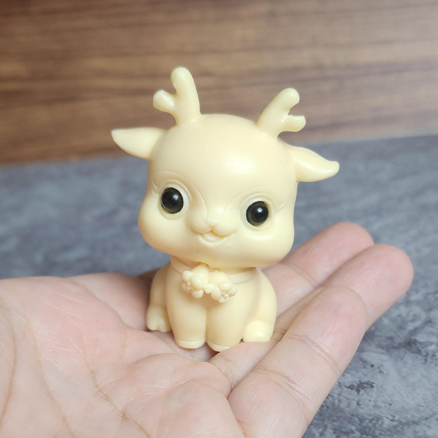 Ruxin's Radiance Collection-Natural Vegetable Ivory Palm Deer Figurine Cute Open Eye Lucky Feng Shui Decor | Patung Rusa Ivory Palm Semula Jadi Hiasan Bertuah