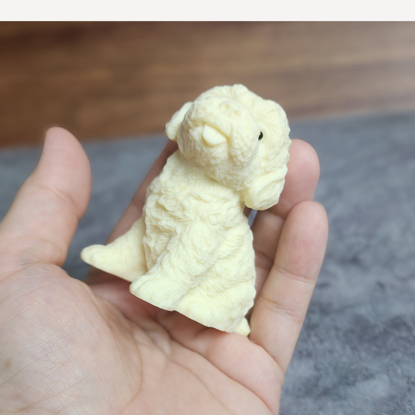 Ruxin's Radiance Collection-Natural Vegetable Ivory Palm Puppy Pair Figurine Cute Dog Couple Decor | Patung Anak Anjing Ivory Palm Sepasang