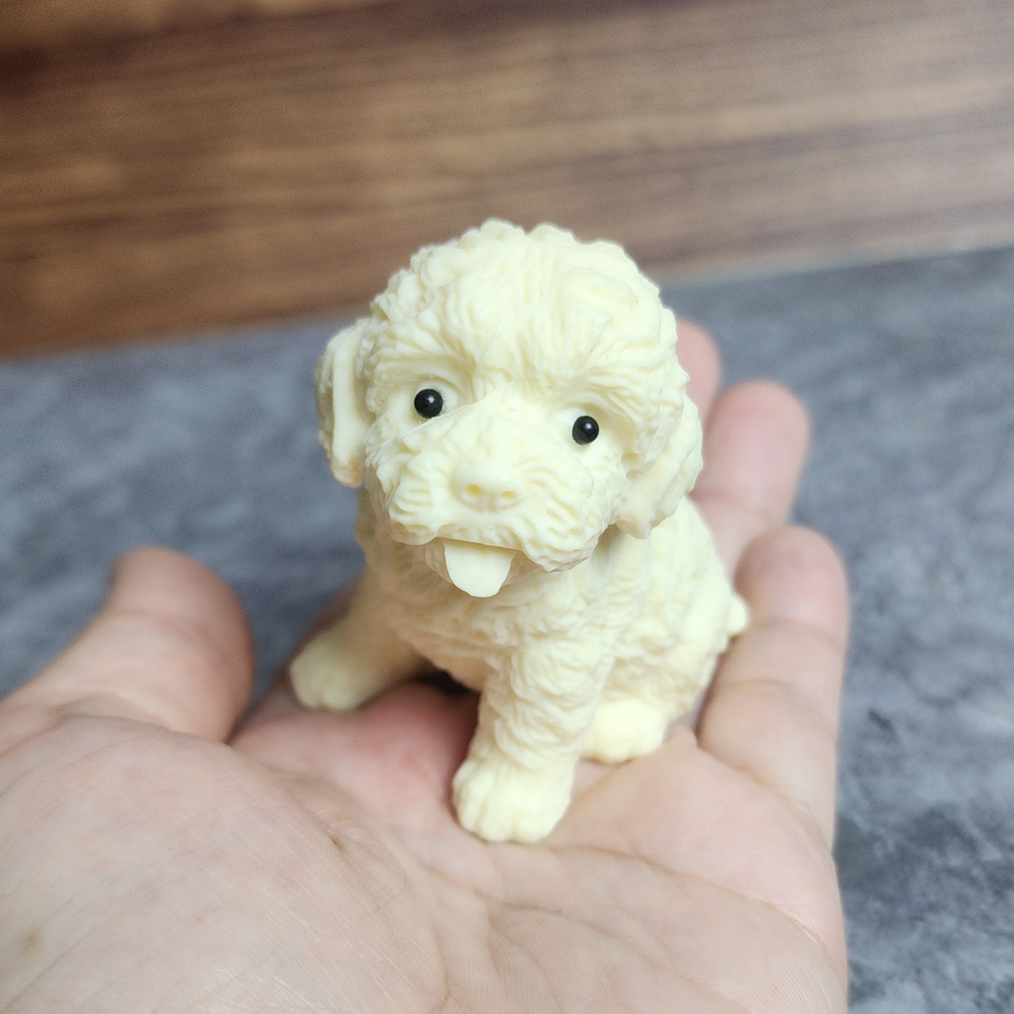 Ruxin's Radiance Collection-Natural Vegetable Ivory Palm Puppy Pair Figurine Cute Dog Couple Decor | Patung Anak Anjing Ivory Palm Sepasang