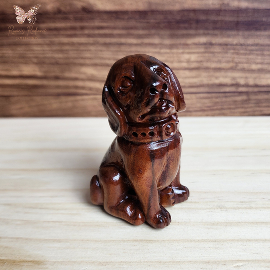 Ruxin's Radiance Collection-Feng Shui Lucky Dog Rosewood Hand Carved Figurine Wealth Guardian Decor | Patung Anjing Feng Shui Ukiran Kayu Pembawa Rezeki