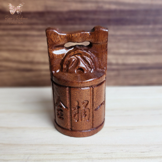 Ruxin's Radiance Collection-Feng Shui Rosewood Wealth Bucket Hand Carved Figurine Prosperity Decor | Patung Tong Emas Feng Shui Kayu Rosewood Pembawa Rezeki