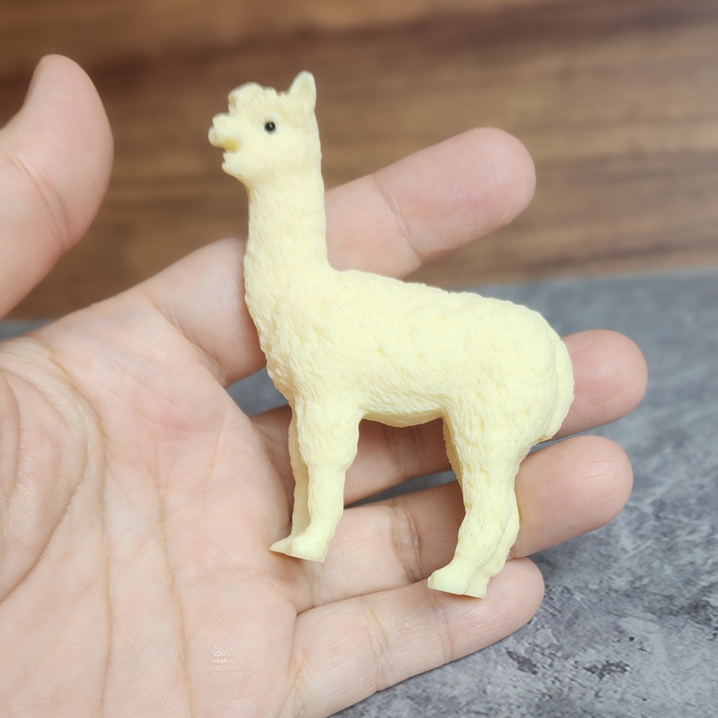 Natural Ivory Palm Alpaca Llama Figurine Hand Carved Animal Decor | Patung Alpaca Ivory Palm Semula Jadi