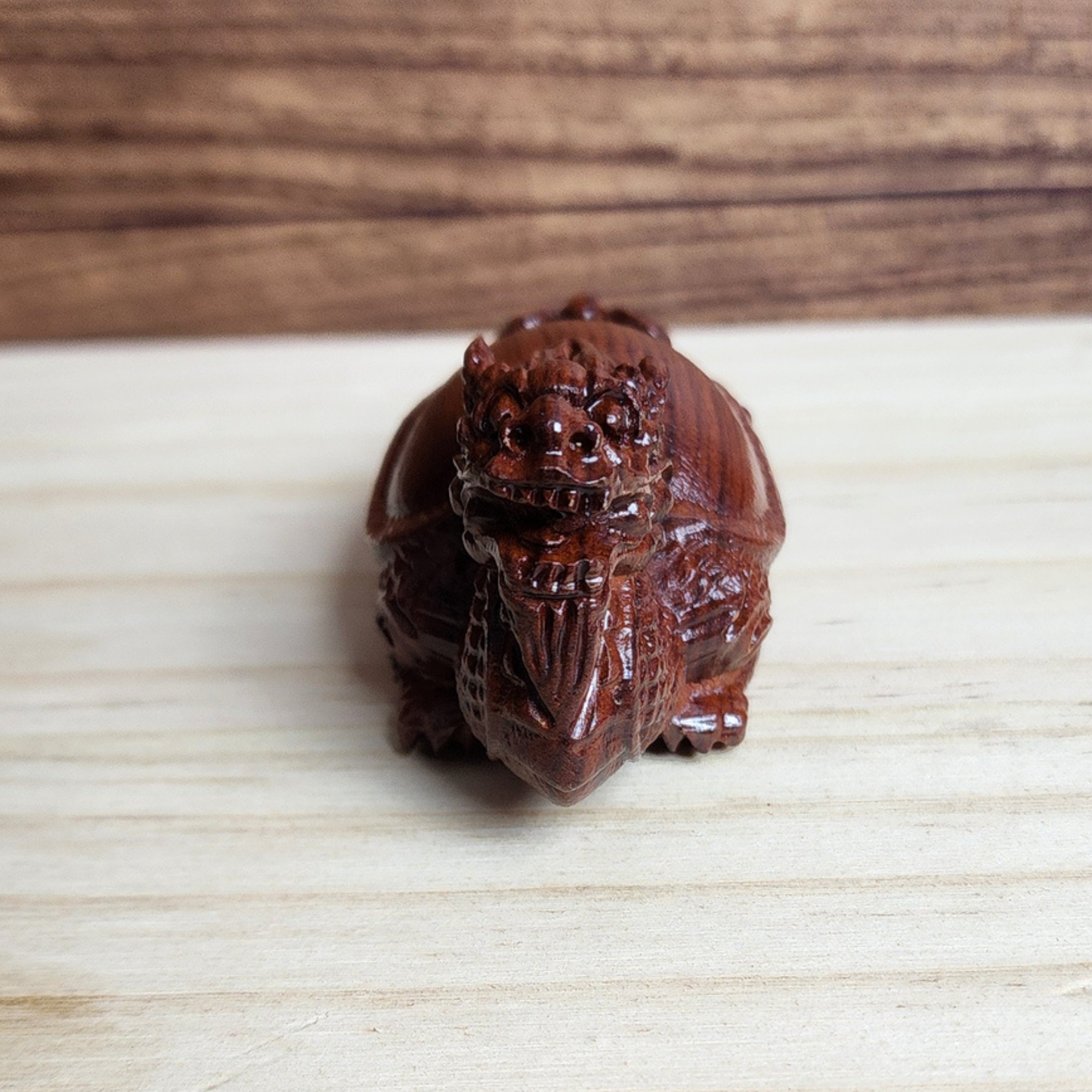 Ruxin's Radiance Collection-Feng Shui Dragon Turtle Rosewood Carved Figurine Wealth Guardian Desk Decor | Patung Naga Kura Feng Shui Ukiran Kayu Pembawa Rezeki