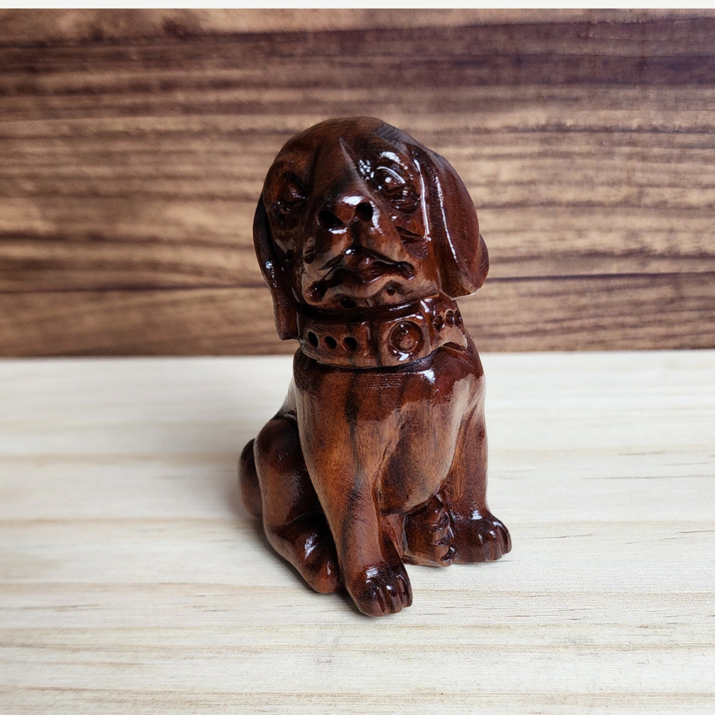 Ruxin's Radiance Collection-Feng Shui Lucky Dog Rosewood Hand Carved Figurine Wealth Guardian Decor | Patung Anjing Feng Shui Ukiran Kayu Pembawa Rezeki