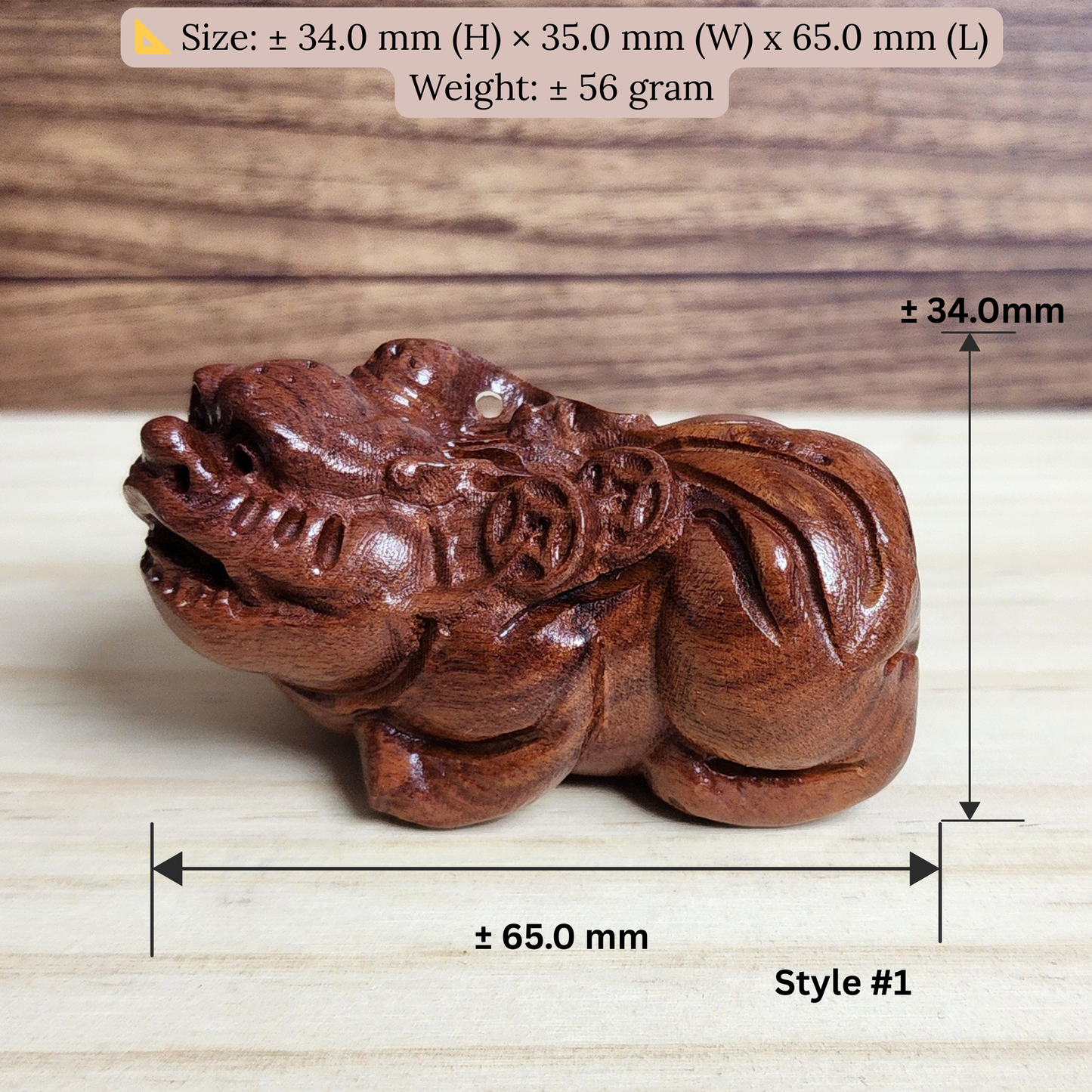 Ruxin's Radiance Collection-Hand Carved Rosewood Pixiu Feng Shui Wealth Guardian Decor | Patung Pixiu Kayu Rosewood Pembawa Rezeki Feng Shui