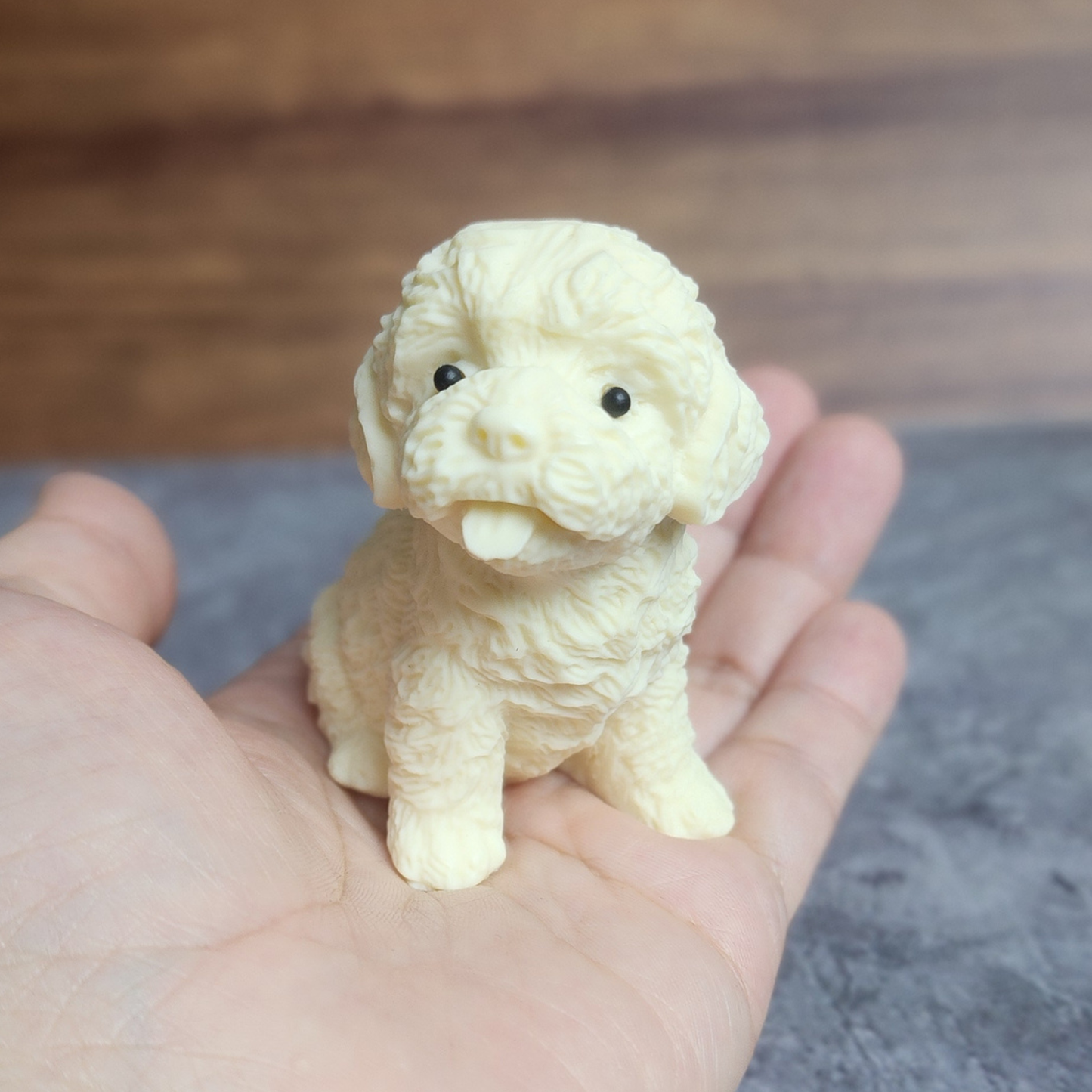 Ruxin's Radiance Collection-Natural Vegetable Ivory Palm Puppy Pair Figurine Cute Dog Couple Decor | Patung Anak Anjing Ivory Palm Sepasang