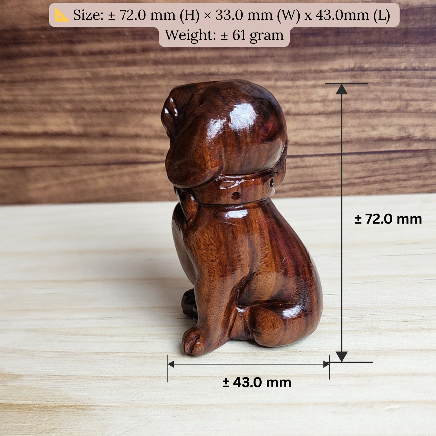 Ruxin's Radiance Collection-Feng Shui Lucky Dog Rosewood Hand Carved Figurine Wealth Guardian Decor | Patung Anjing Feng Shui Ukiran Kayu Pembawa Rezeki