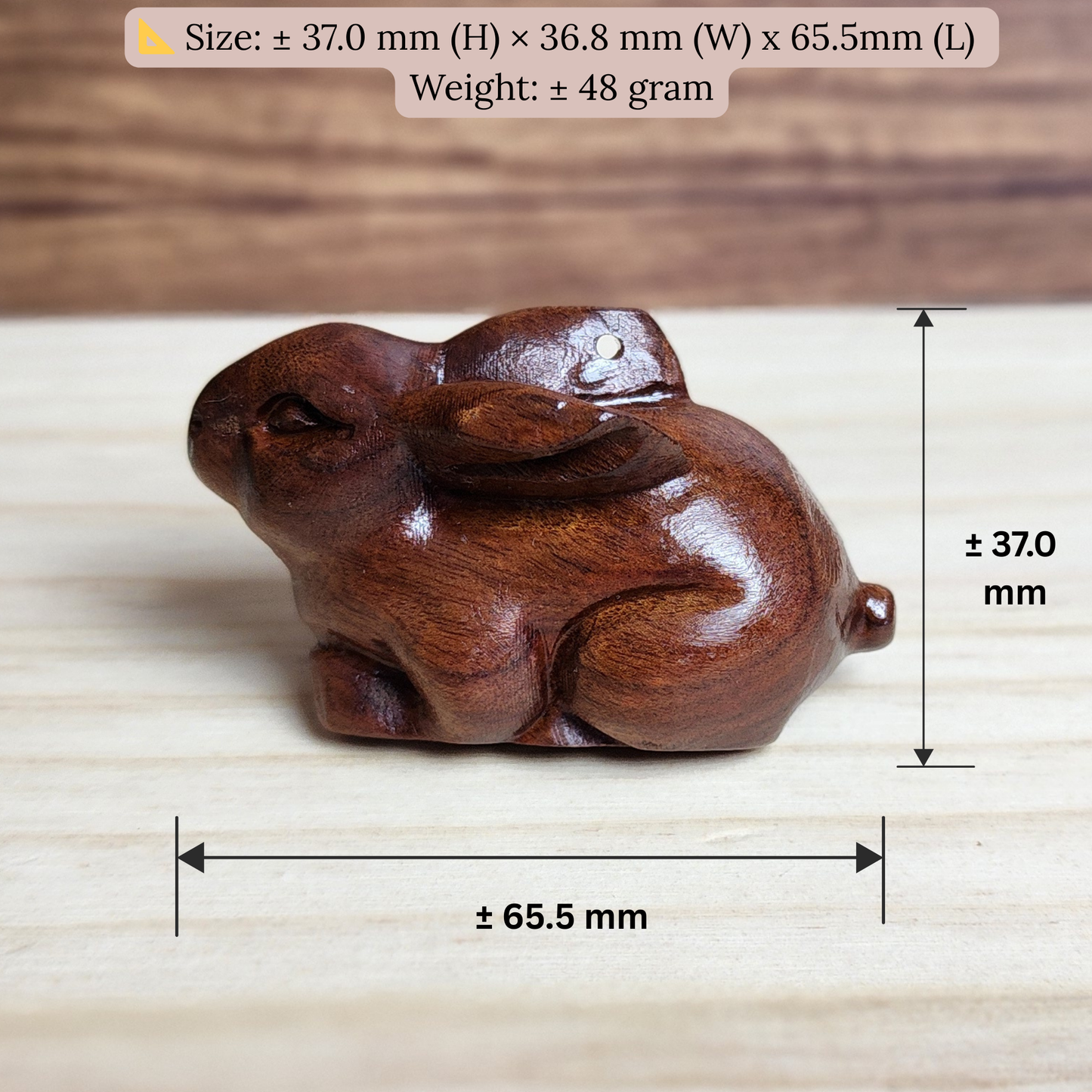 Ruxin's Radiance Collection-Feng Shui Lucky Rabbit Rosewood Hand Carved Figurine Zodiac Rabbit Wealth Decor | Patung Arnab Feng Shui Ukiran Kayu Pembawa Rezeki