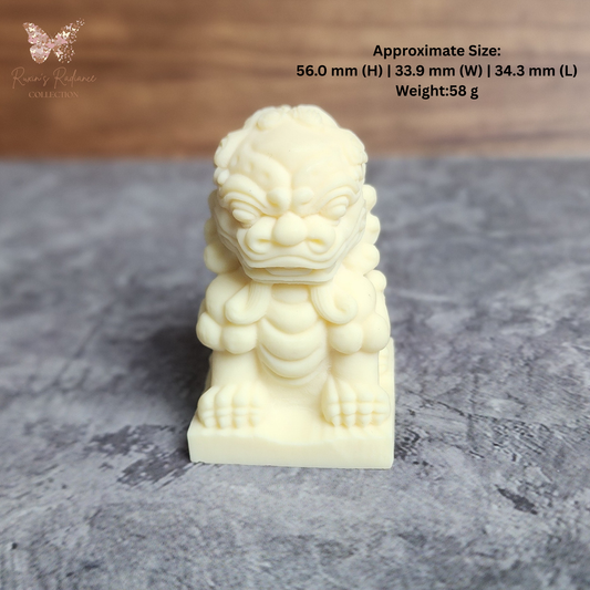 Ruxin's Radiance Collection-Natural Vegetable Ivory Palm Chinese Guardian Lion Feng Shui Protection Figurine | Patung Singa Penjaga Cina Ivory Palm