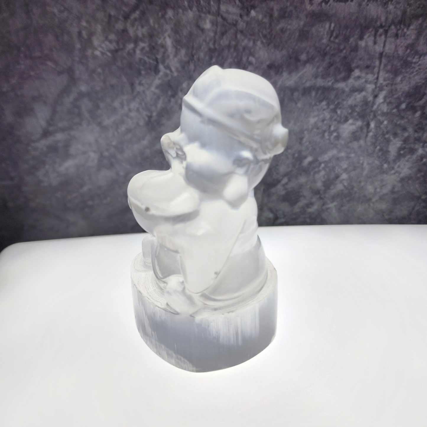 Natural Moroccan Selenite Wealth God Figurine | Hand-Carved Energy Cleansing Décor | Patung Dewa Kekayaan Selenite Asli Maghribi