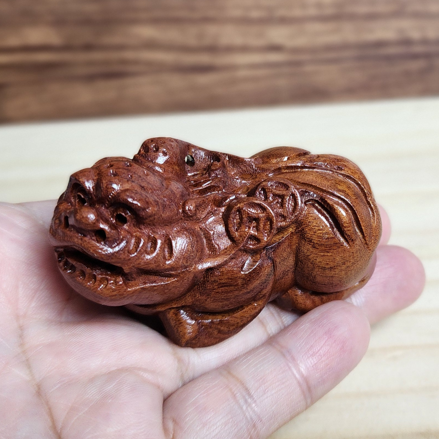 Ruxin's Radiance Collection-Hand Carved Rosewood Pixiu Feng Shui Wealth Guardian Decor | Patung Pixiu Kayu Rosewood Pembawa Rezeki Feng Shui