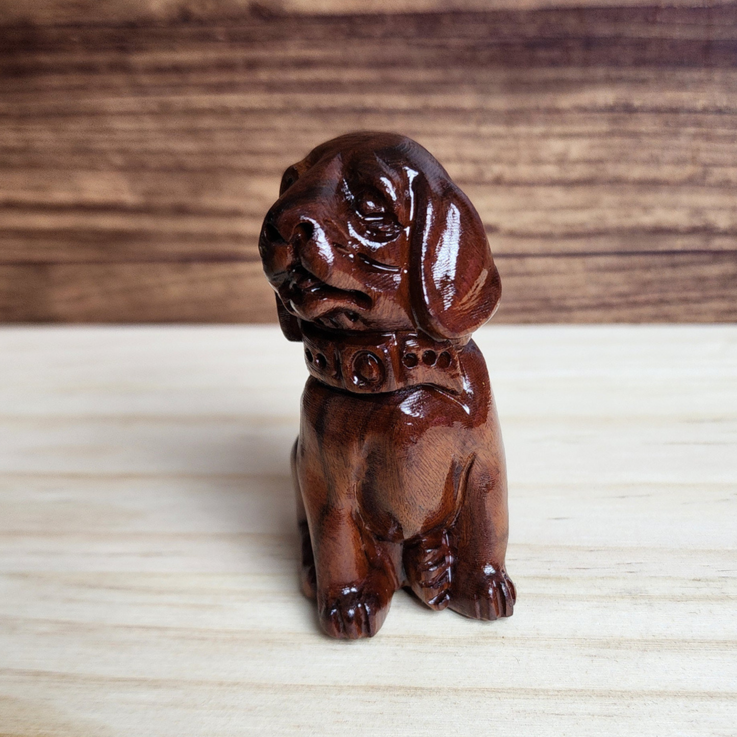 Ruxin's Radiance Collection-Feng Shui Lucky Dog Rosewood Hand Carved Figurine Wealth Guardian Decor | Patung Anjing Feng Shui Ukiran Kayu Pembawa Rezeki