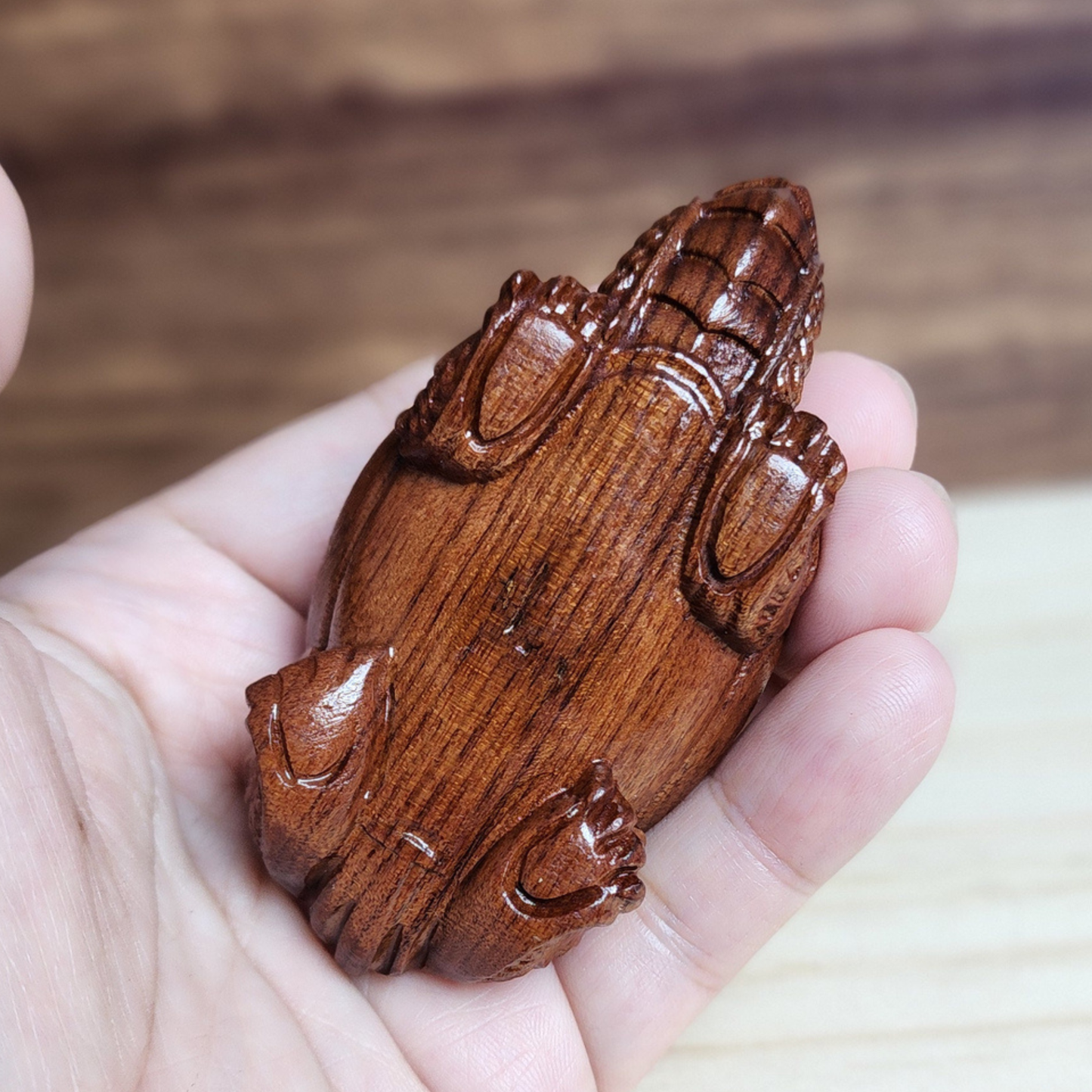 Ruxin's Radiance Collection-Feng Shui Dragon Turtle Rosewood Carved Figurine Wealth Guardian Desk Decor | Patung Naga Kura Feng Shui Ukiran Kayu Pembawa Rezeki
